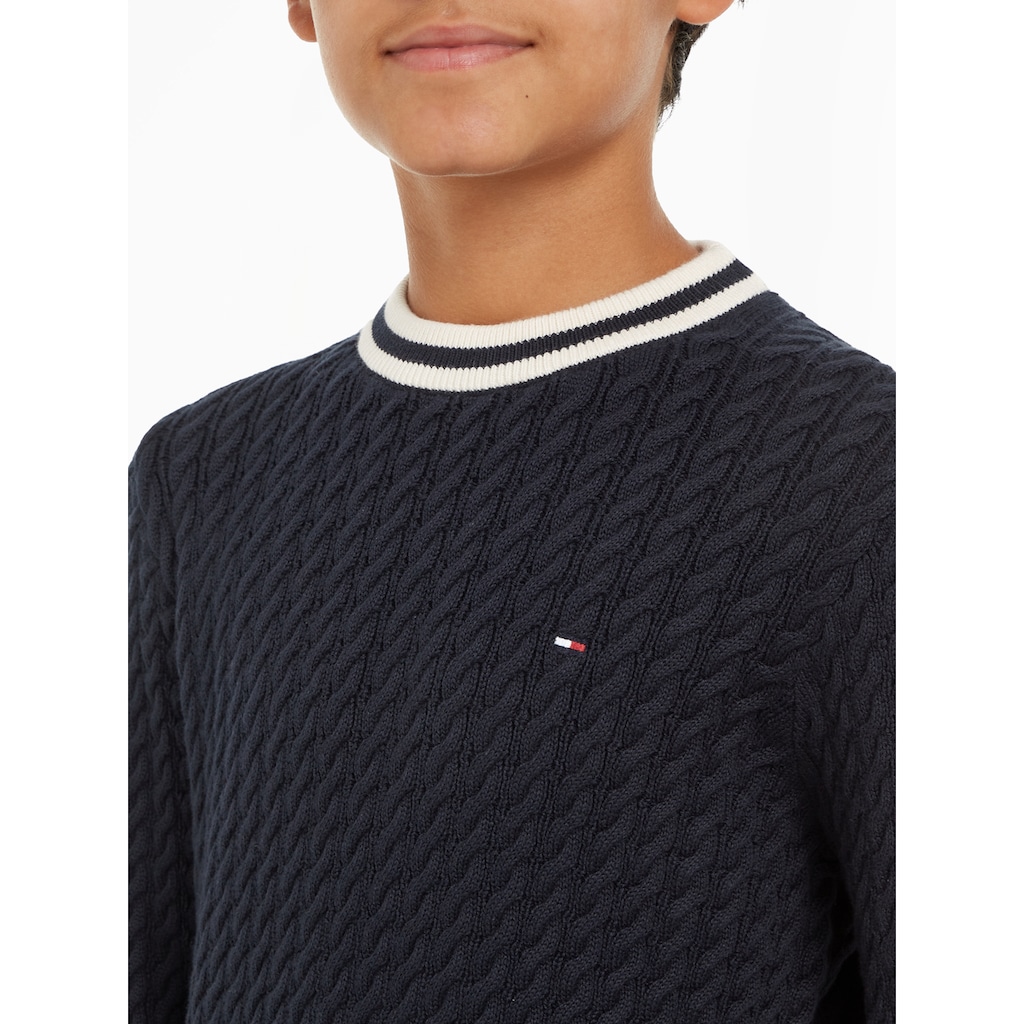 Tommy Hilfiger Rundhalspullover »RINGER CABLE SWEATER«