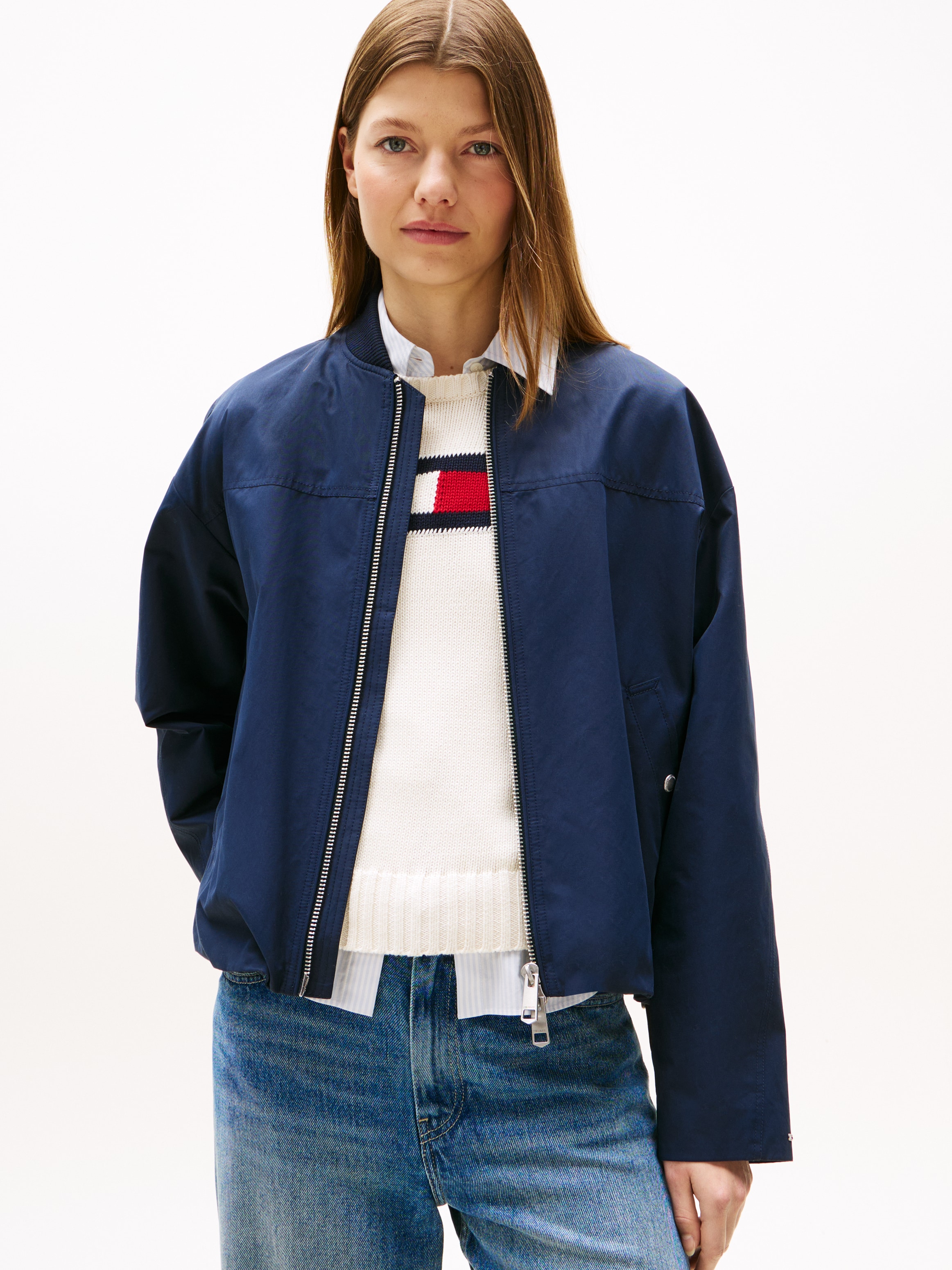 Image of Tommy Hilfiger Bomberjacke "COTTON NYLON REG BOMBER" ohne Kapuze