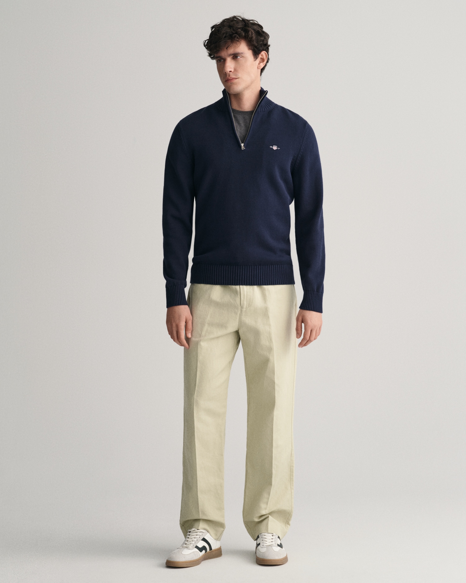 Gant Troyer »CASUAL COTTON HALF ZIP«, mit grafischer Logostickerei auf der Brust