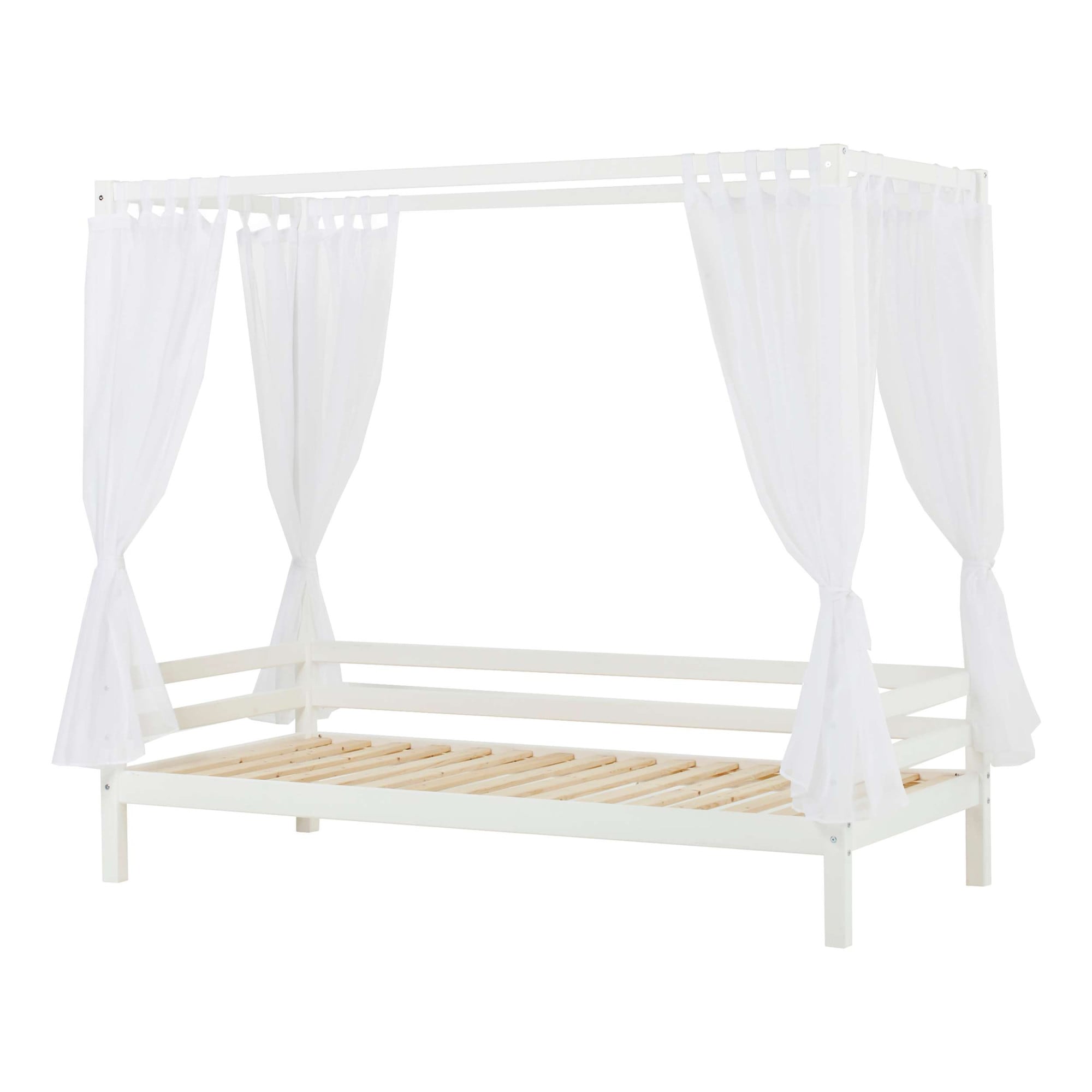 Image of Hoppekids Himmelbett "ECO Dream Kinder-/Prinzessinnenbett aus Massivholz, H: 182 cm" Mit weissem Betthimmel und wahlweise mit Schubkästen