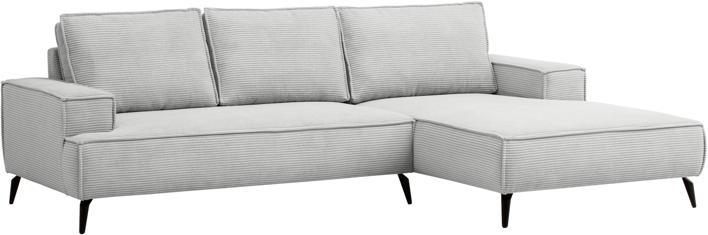 andas Ecksofa »TVINNU, L-Form in Cord, Sofa«, wahlweise Recamiere rechts/links, schwarze Füsse, bequemer Sitzkomfort