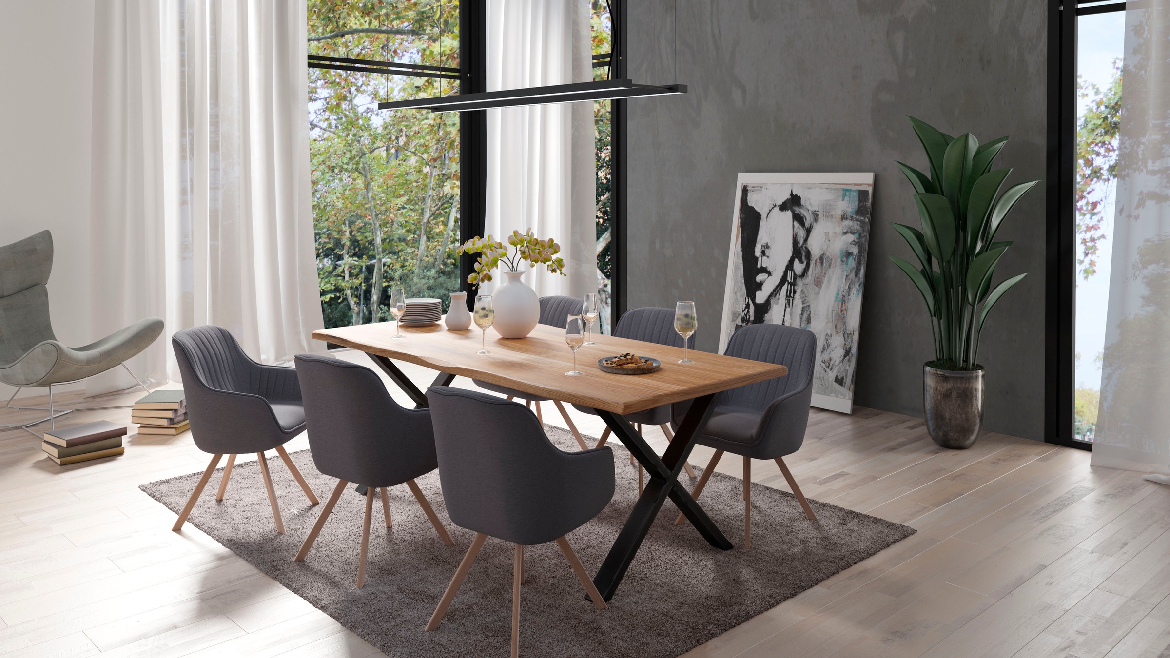 Homexperts Esszimmerstuhl »Carlo«, (Set), 2 St., Webstoff, Drehstuhl, Bezug in Webstoff