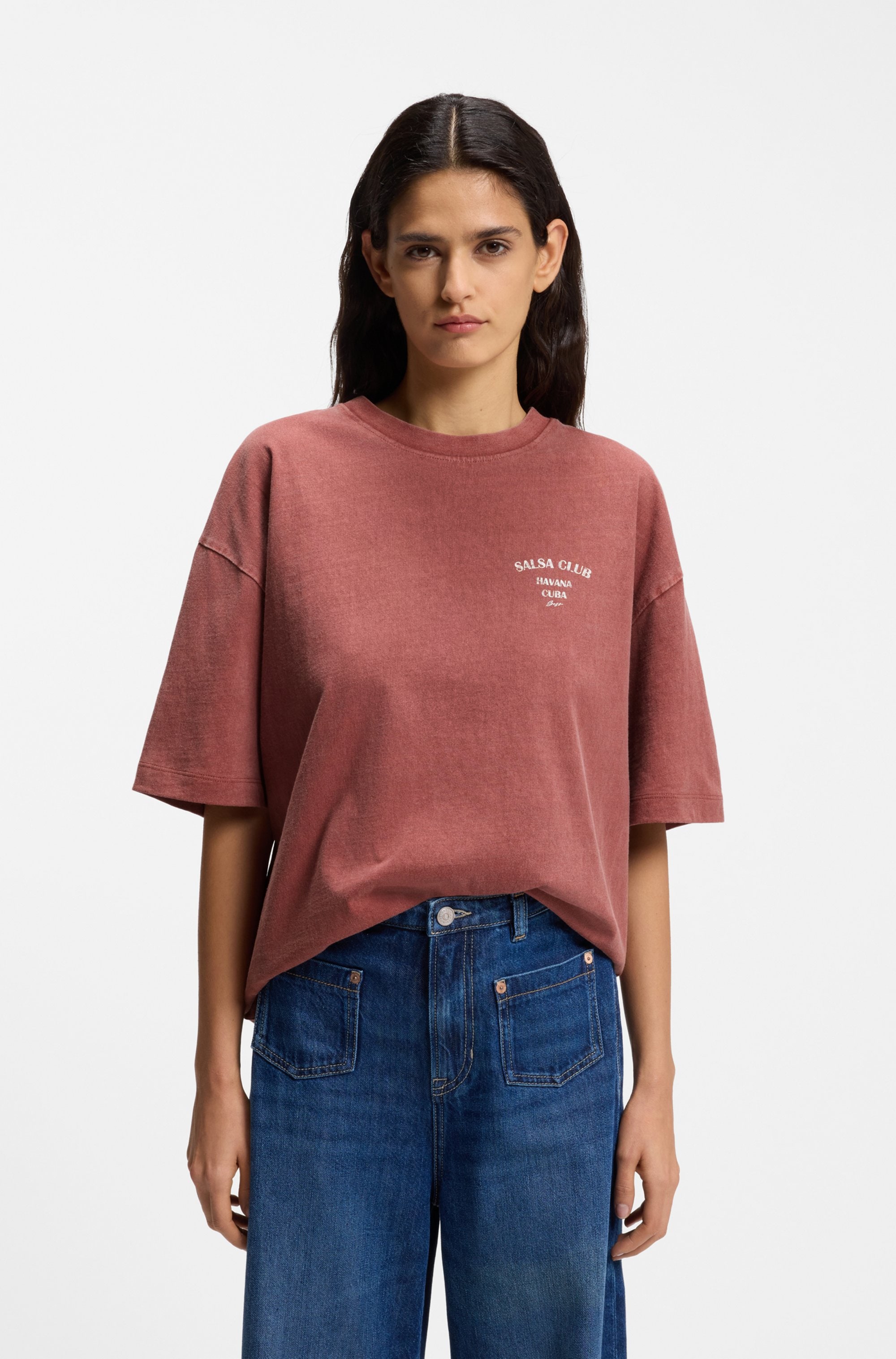 Image of BOSS ORANGE T-Shirt "Eboys Premium Damenmode" mit Print, Relaxed Fit