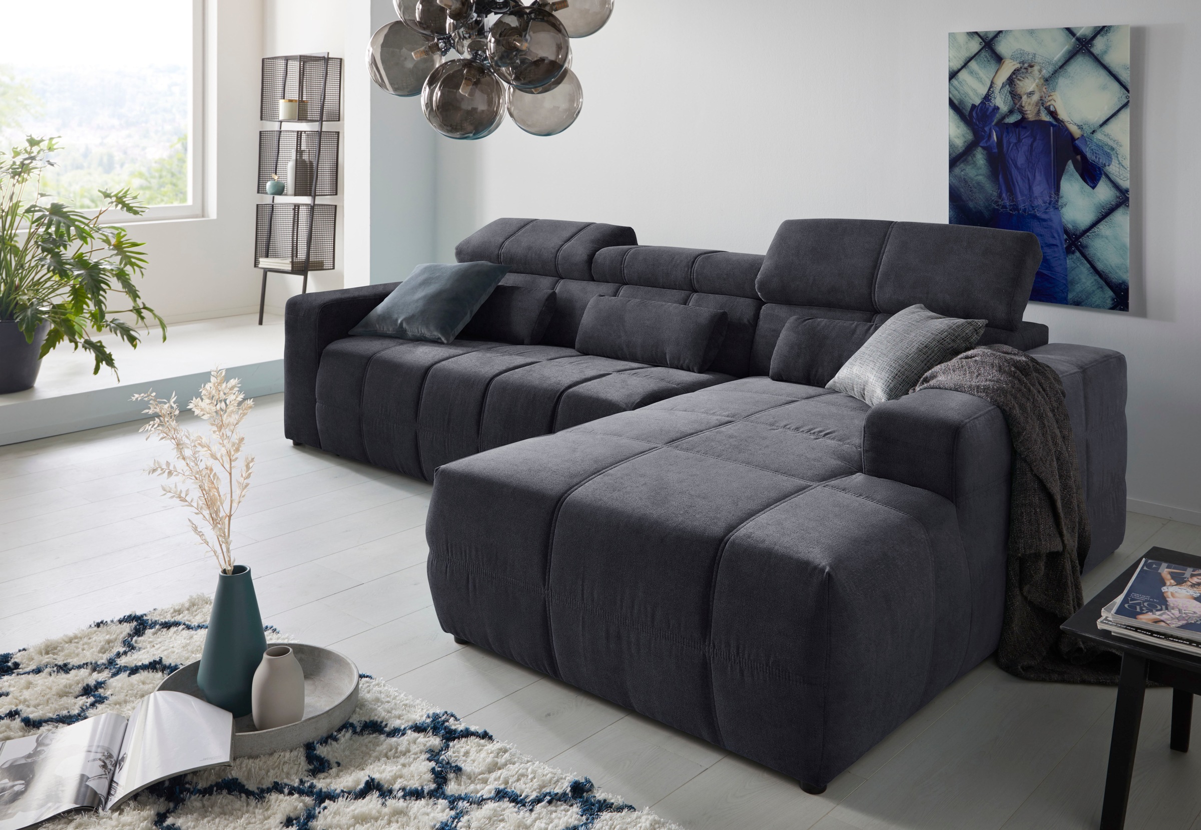 DOMO collection Ecksofa »Brandon grosse Ausführung B/T/H: 289/177/80 cm, auch in Leder und Cord«, mit Kopfteilverstellung, wahlweise Sitztiefenverstellung, L-Form