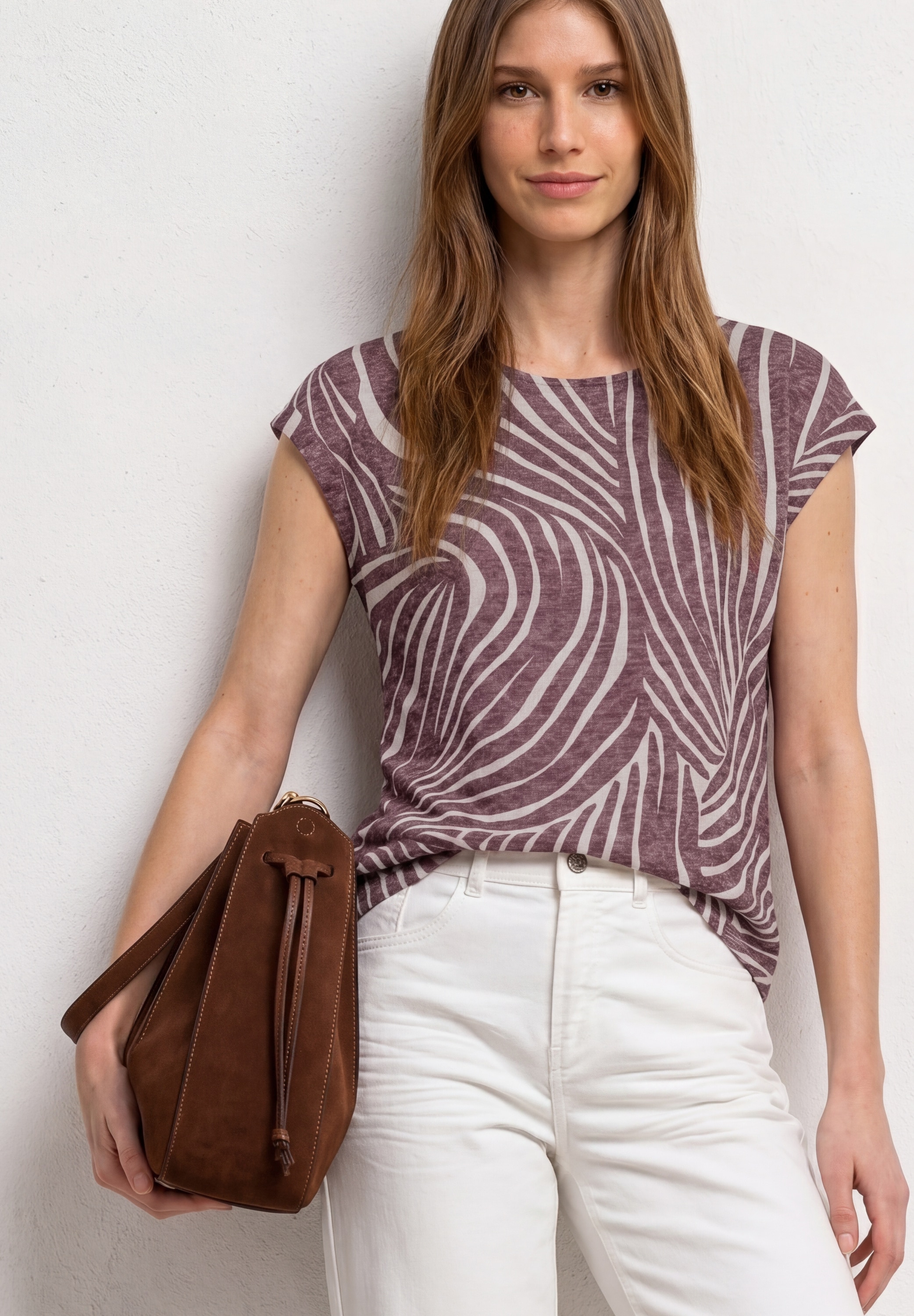STREET ONE Haut de chemise t-shirt d'été effet burnout / imprimé intégral