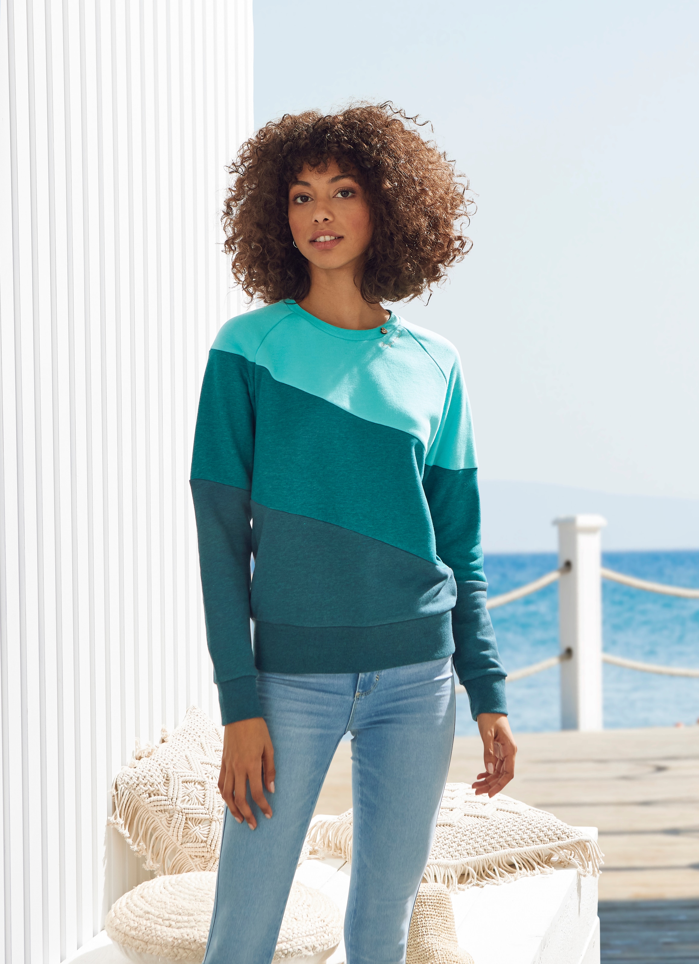 Ragwear Sweater »JOHANKA BLOCK«, Crew Neck im Color-Blocking Design