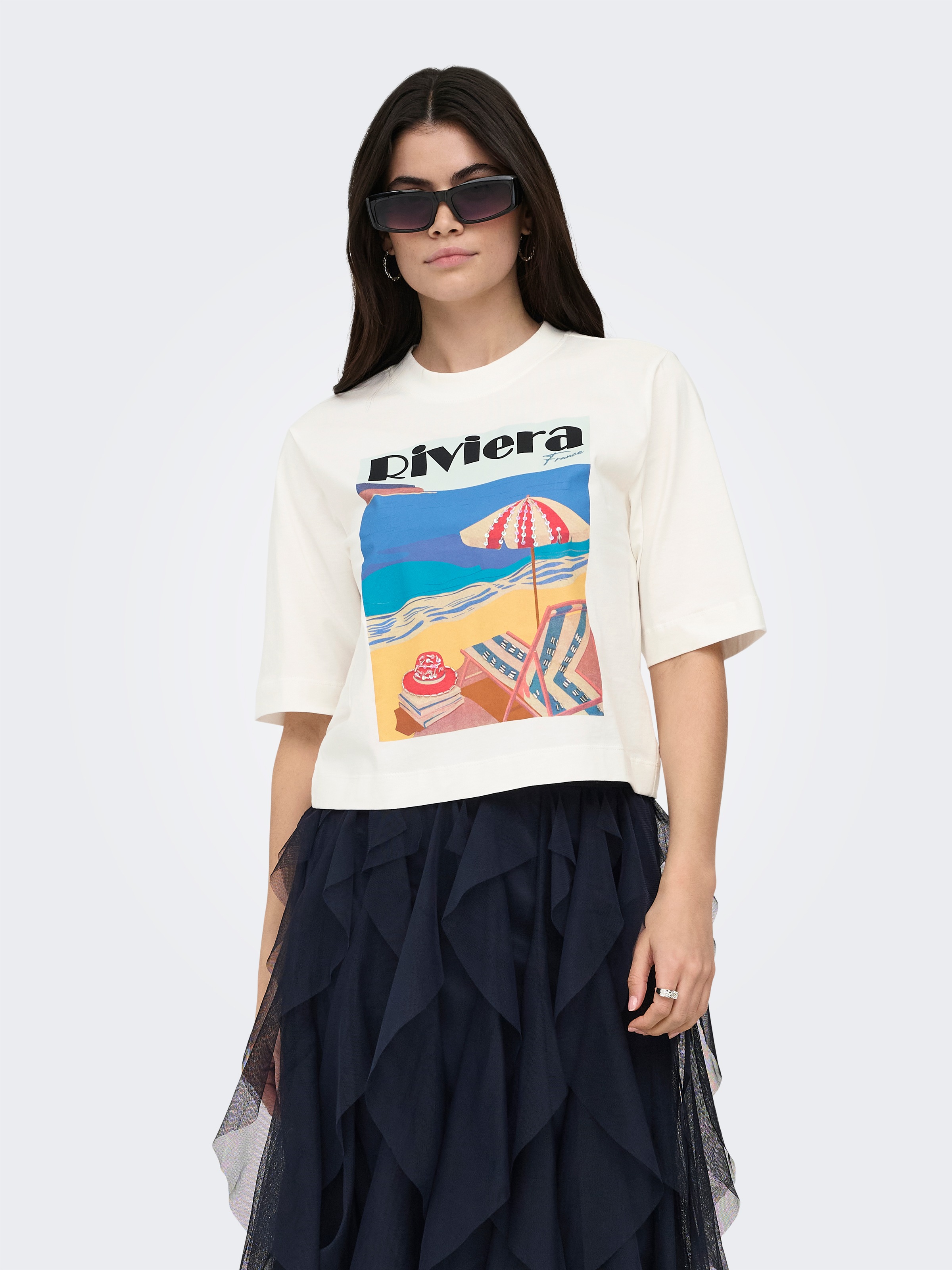 Image of ONLY T-Shirt "ONLVEGA NEW S/S VIBE TOP BOX JRS" Baumwolle, regular fit, Rundhals
