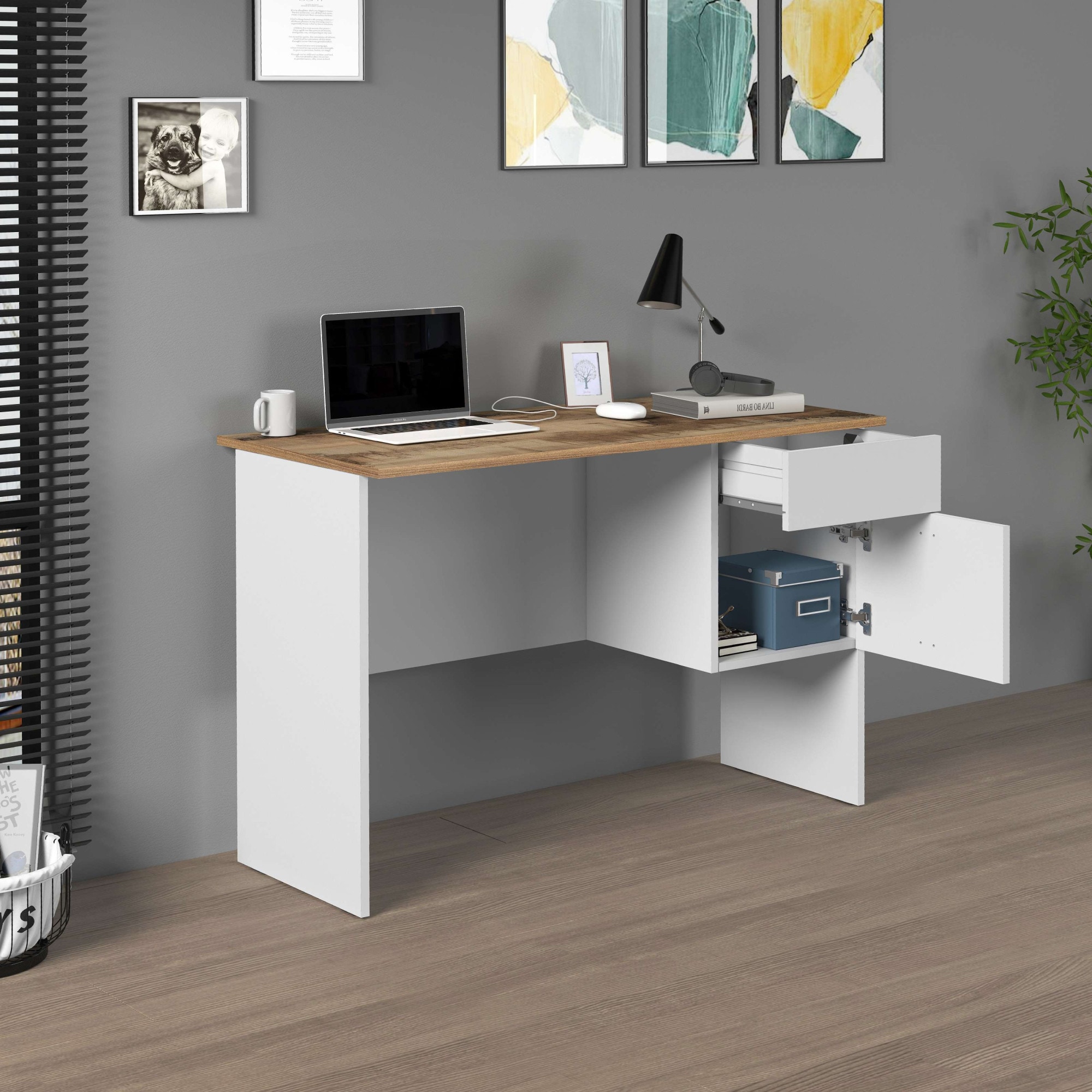 INOSIGN Schreibtisch »Sunrise, kleiner Computertisch, Bürotisch« mit 1 Tür & 1 Schublade, Tischplatte Breite 110 cm, Made in Italy