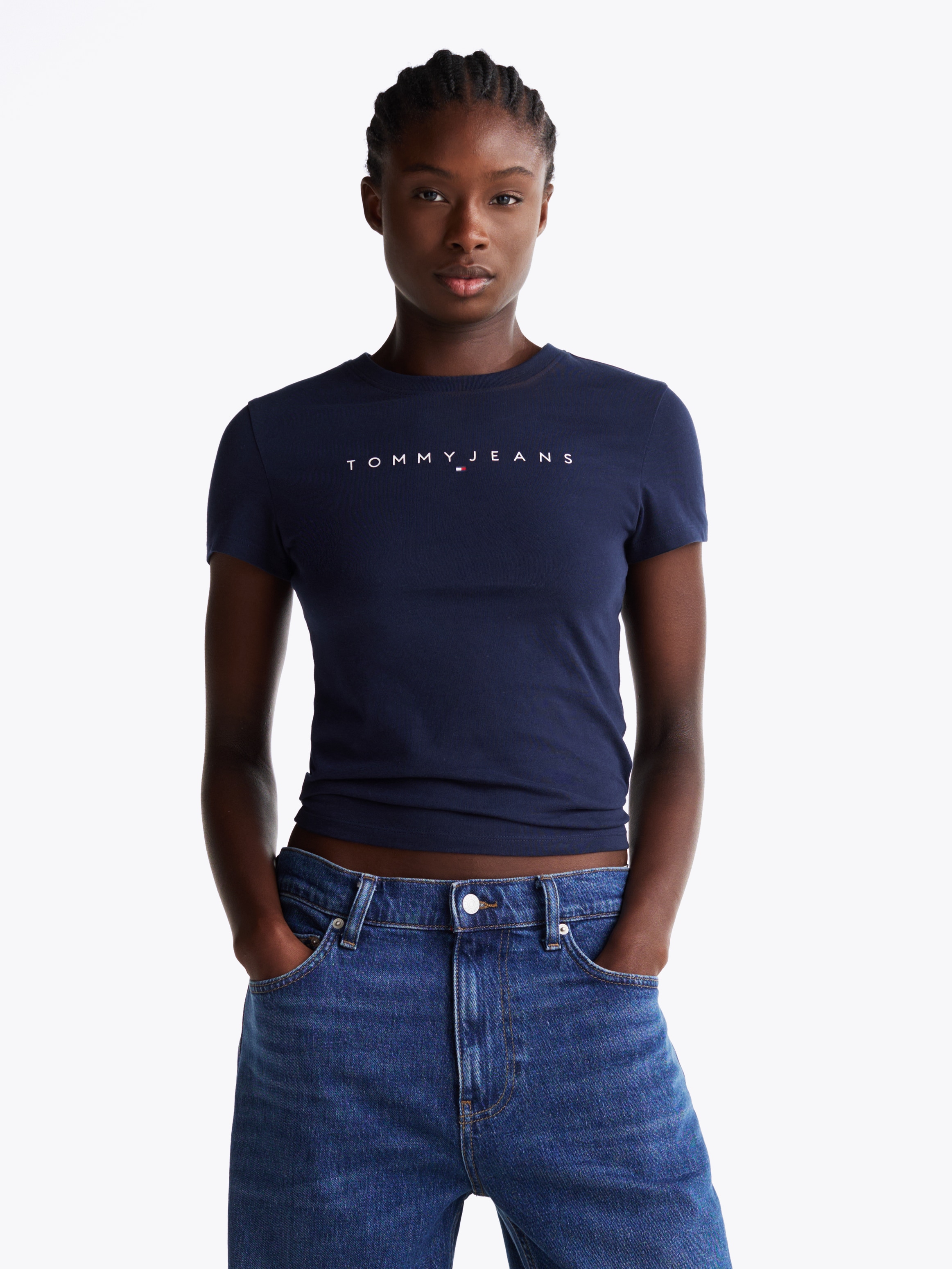 Tommy Jeans T-Shirt »TJW SLIM LINEAR TEE EXT«, mit Logo-Schriftzug