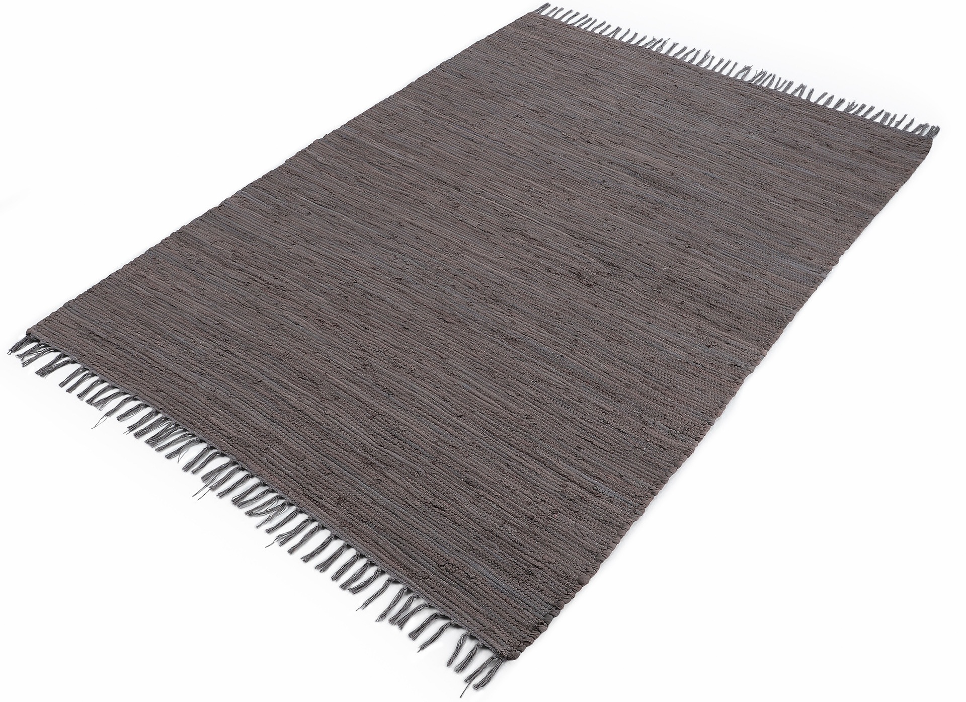 carpetfine Teppich »Kelim Chindi uni, auch als Läufer«, rechteckig, 5 mm Höhe, Wendeteppich, reine Baumwolle, handgewebt, Uni-Farben, mit Fransen