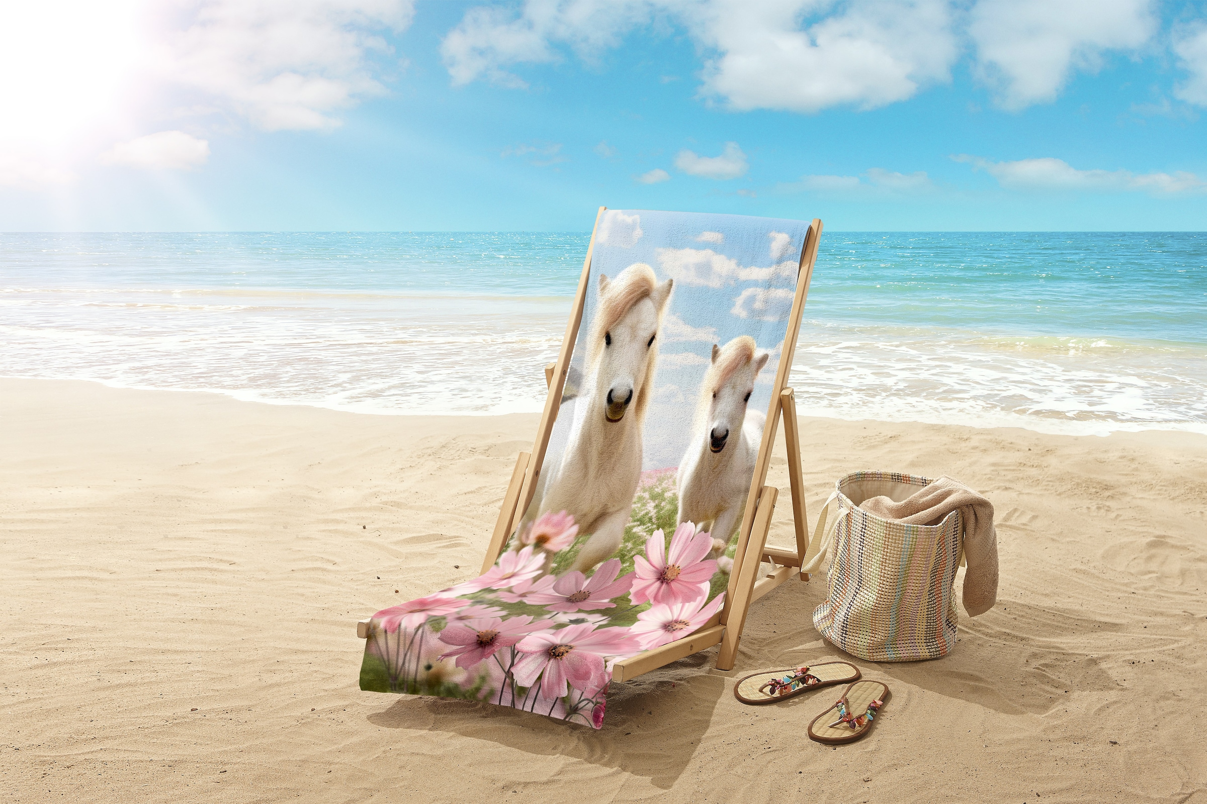 good morning Serviette de plage »Philou« Kinder Strandtuch, Mikrofaser, Velours, saugfähig, weich, leicht, bunt