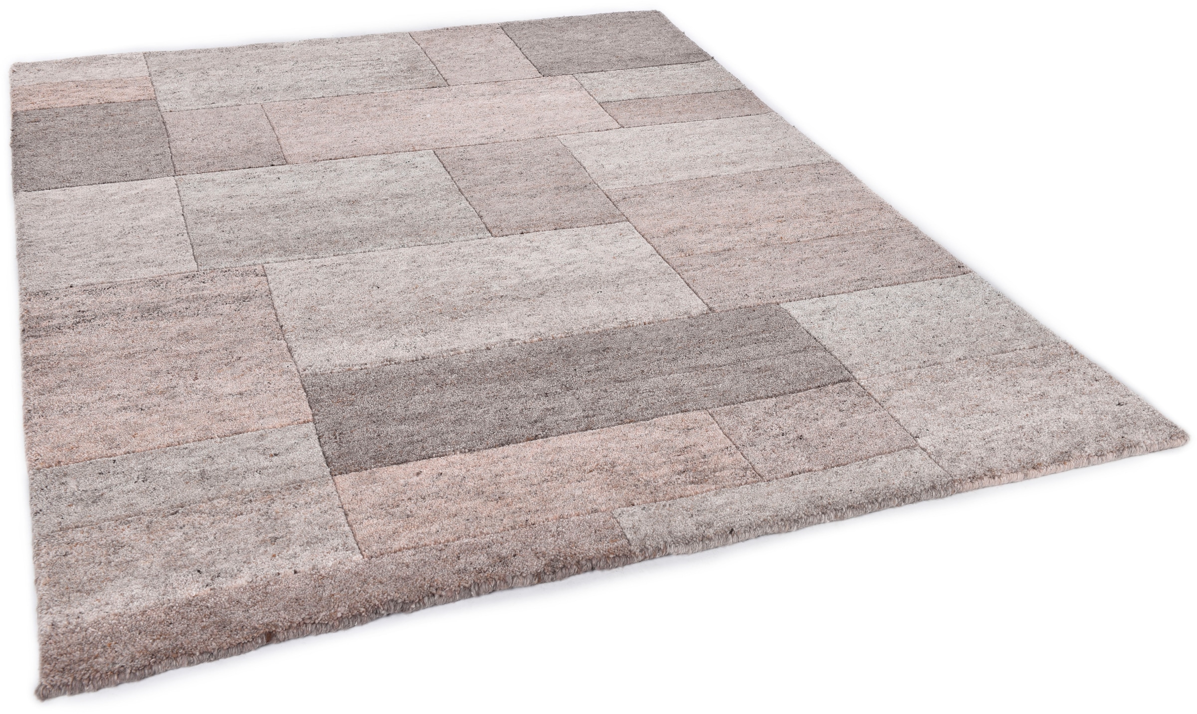 THEKO Wollteppich »Dalas - 7709«, rechteckig, 18 mm Höhe, reine Wolle, handgeknüpft, Patchwork Design