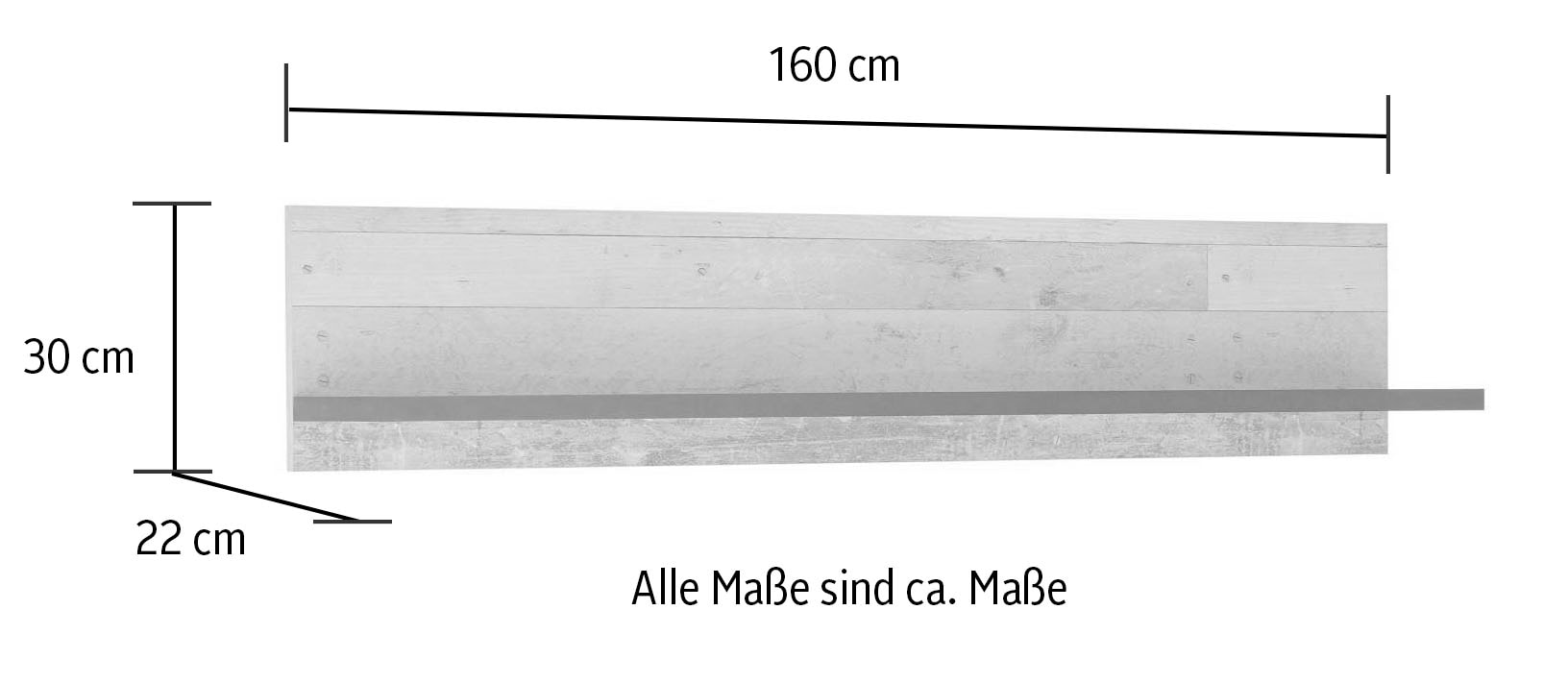 Home affaire Wandregal »Sherwood«, Breite 160 cm, in modernem Holz Dekor, 28 mm starke Ablageböden