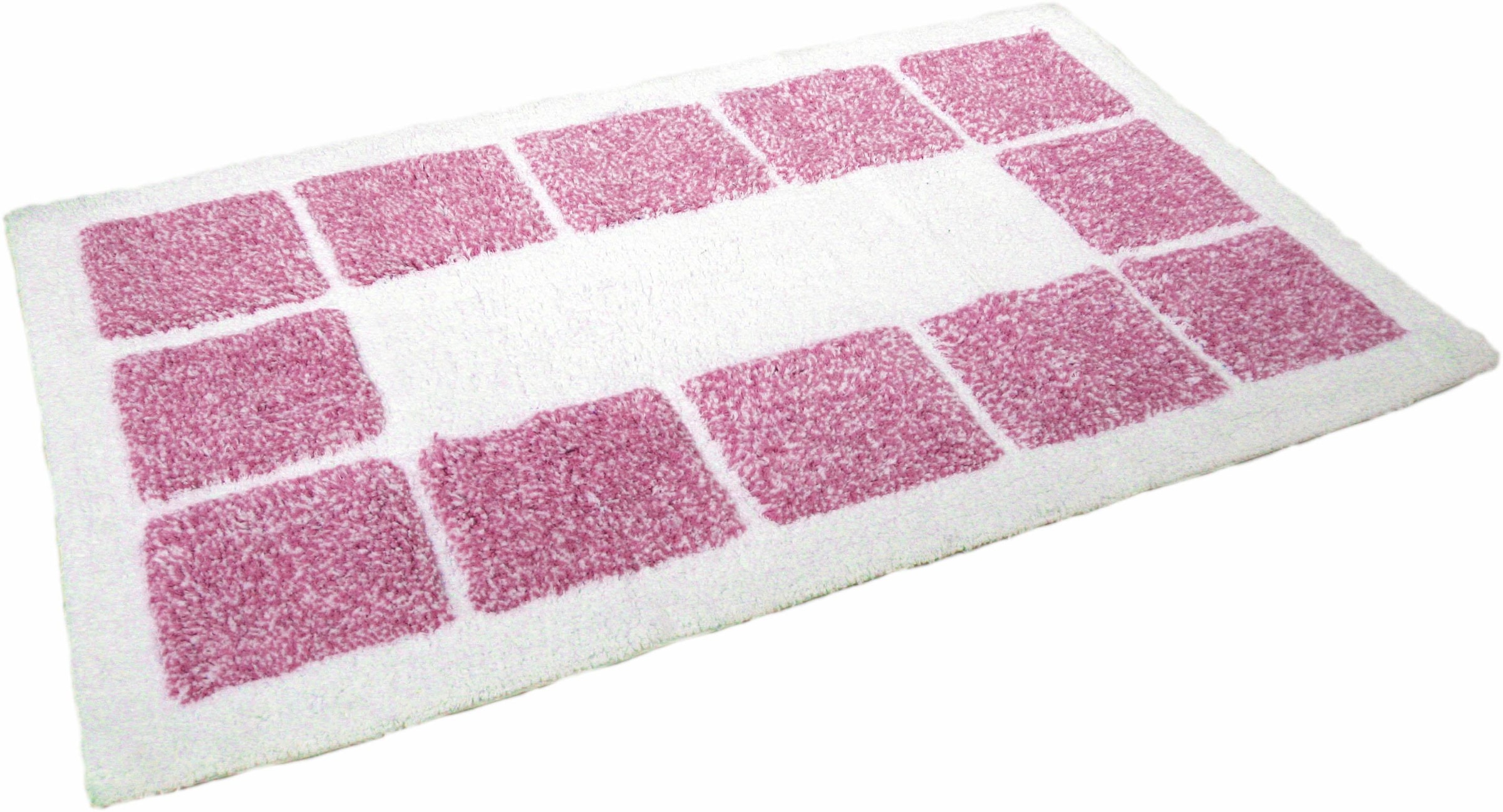 MESANA Badematte »Karo Melange« Höhe 15 mm rutschhemmend beschichtet fussbodenheizungsgeeignet modernes Design, mit Bordüre, rechteckig & quadratisch erhältlich