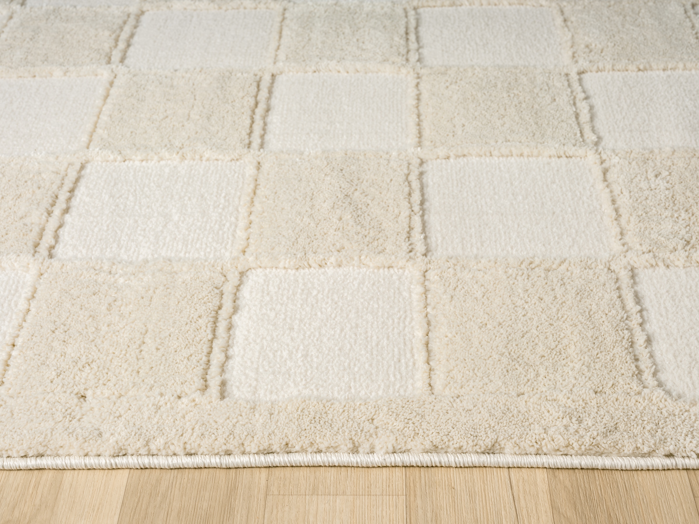 GOODproduct Tapis »Belion, Hoch-Tief-Struktur, Karo-Muster« Rectangulaire 19 mm Höhe leichter Glanz, Schachbrettmuster, Modern, Wohnzimmer, Schlafzimmer