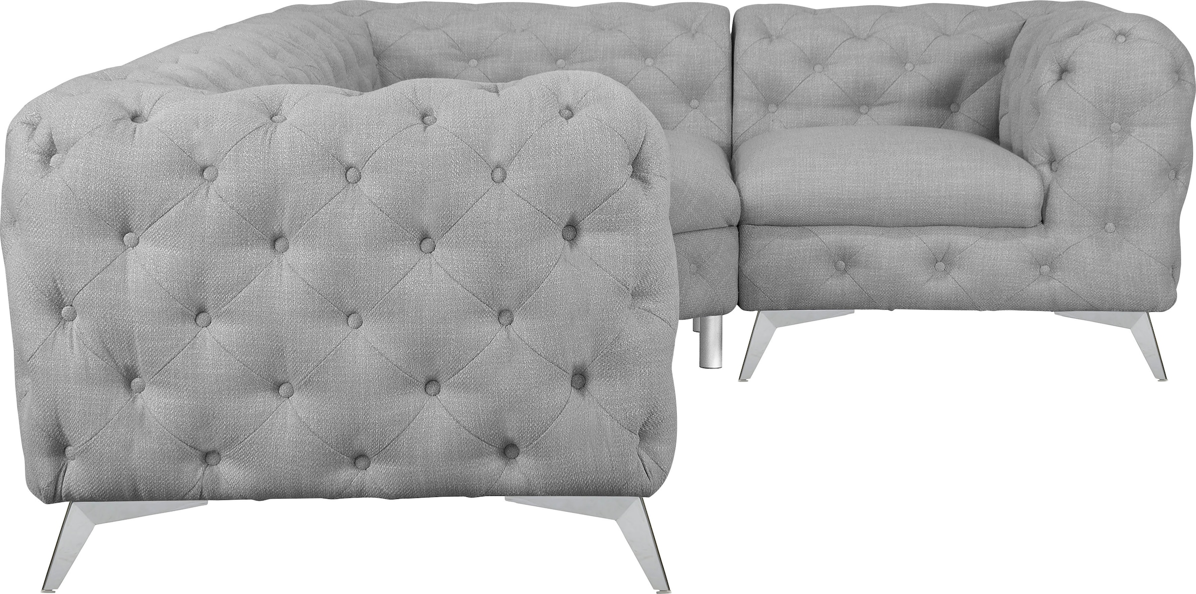 Home affaire Chesterfield-Sofa »Ecksofa GLYNIS L-Form mit Wellenunterfederung, Masse B/T/H 264/204/75cm« aufwändige Knopfheftung, moderne Chesterfield Optik, Fussfarbe wählbar