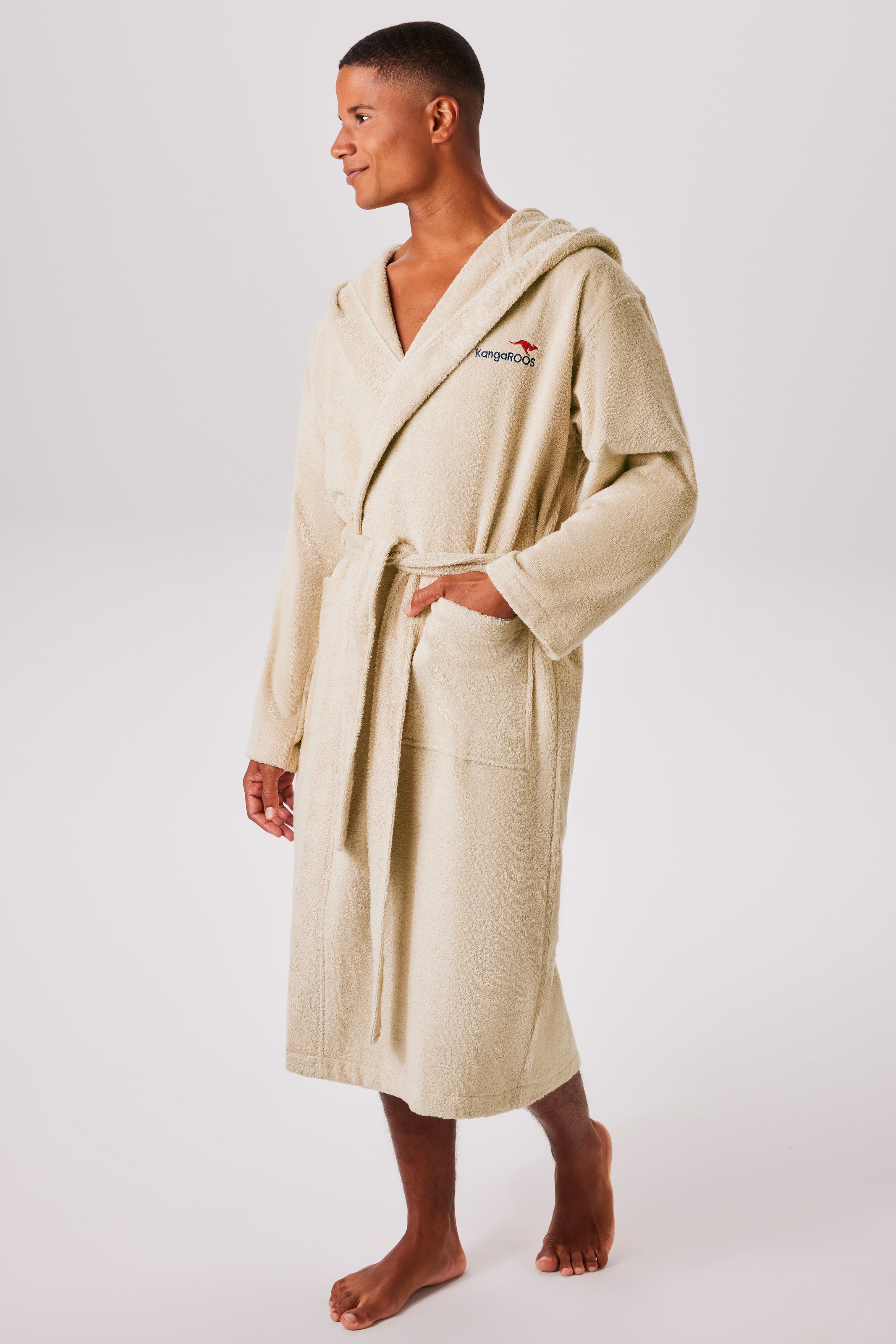 Image of KangaROOS Unisex-Bademantel "Cassidy, für Damen & Herren, Standardlänge & Überlänge" 1 Stk. mit Taschen, Männer und Frauen, Baumwolle, Reise, Hotel, Sauna, S-3XL
