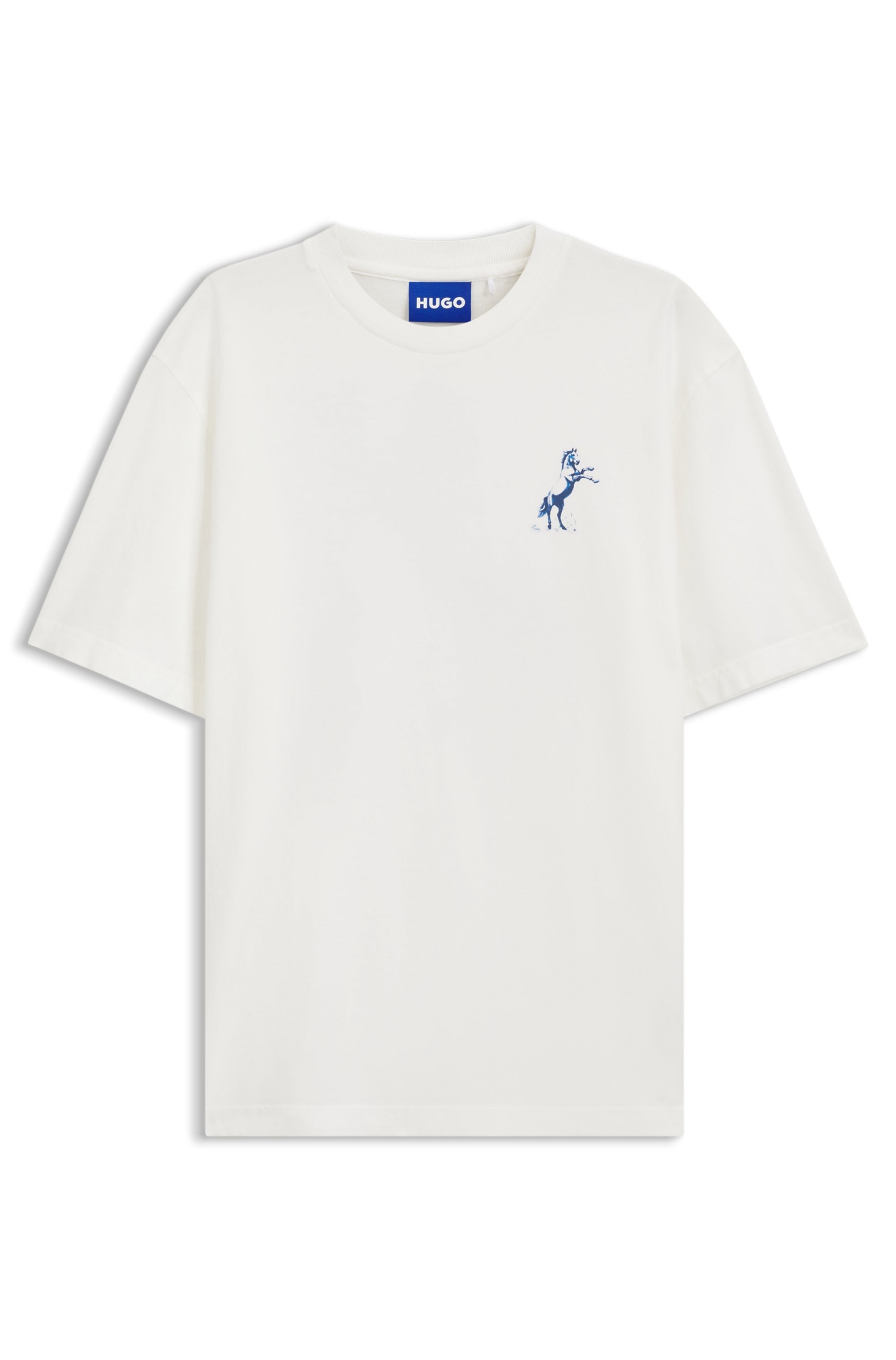 HUGO T-shirt »Noxwash« col rond, coupe régulière, coton pur