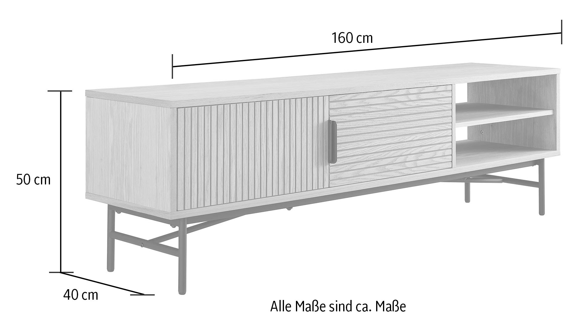 SalesFever Lowboard, Kommode, Eiche Echtholzfurnier, Breite 160 cm