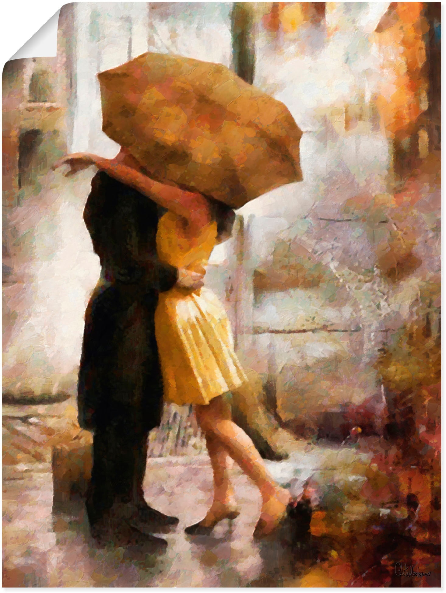 Image of Artland Poster "Kuss unter Regenschirm" Bilder von Liebespaaren 1 Stk. tlg. ohne Rahmen