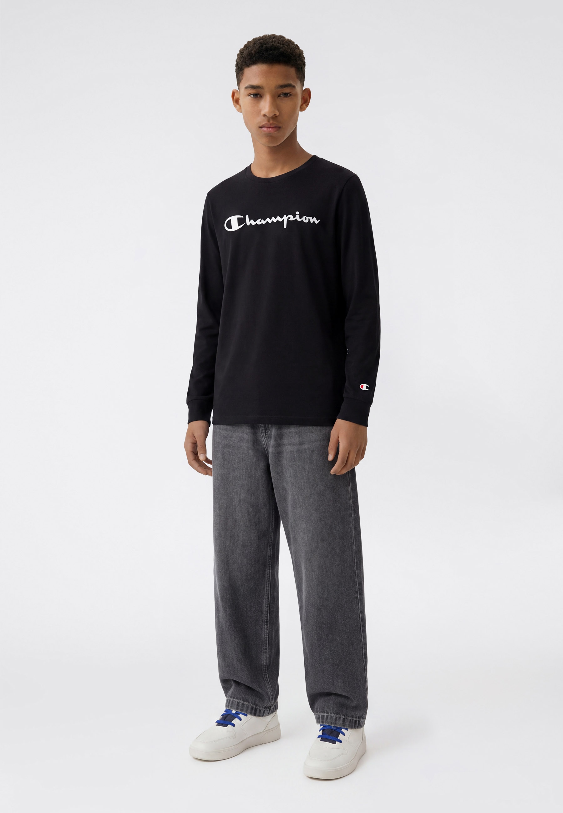 Champion Langarmshirt Packung, 2 im Doppelpack, mit Rundhalsausschnitt, sportlich, aus Baumwolle