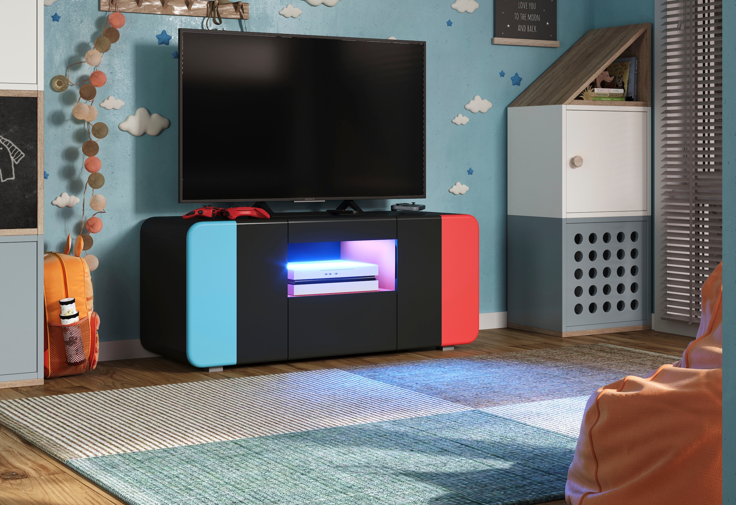 Home affaire Table basse »NextLevel speziell geeignet für Spielekonsolen« Meuble bas gaming avec ou sans éclairage - (L/P/H) 115/42/49 cm