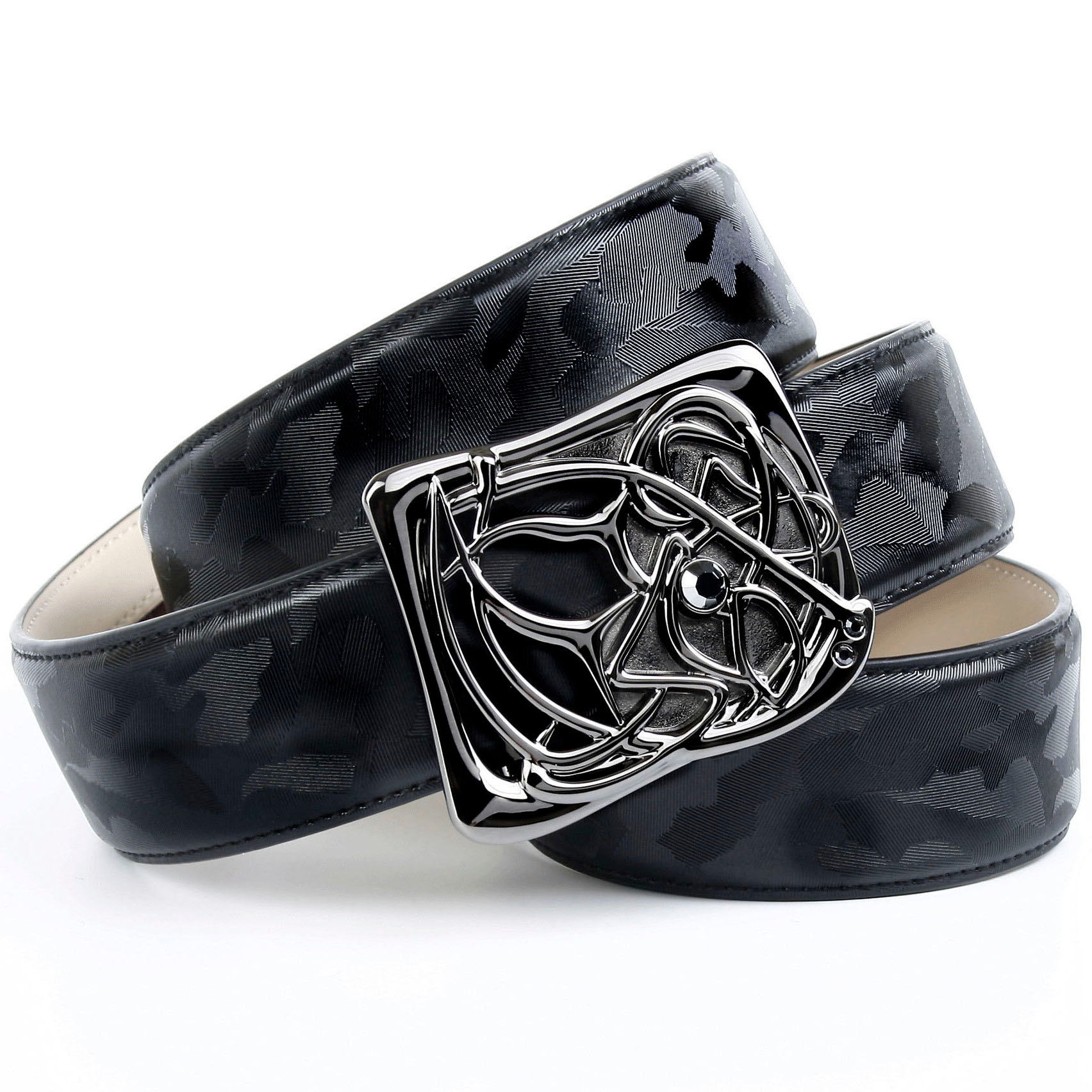 Image of Anthoni Crown Ledergürtel, Jeansgürtel mit Designer-Schliesse, auffällig Prägung bei Ackermann Versand Schweiz