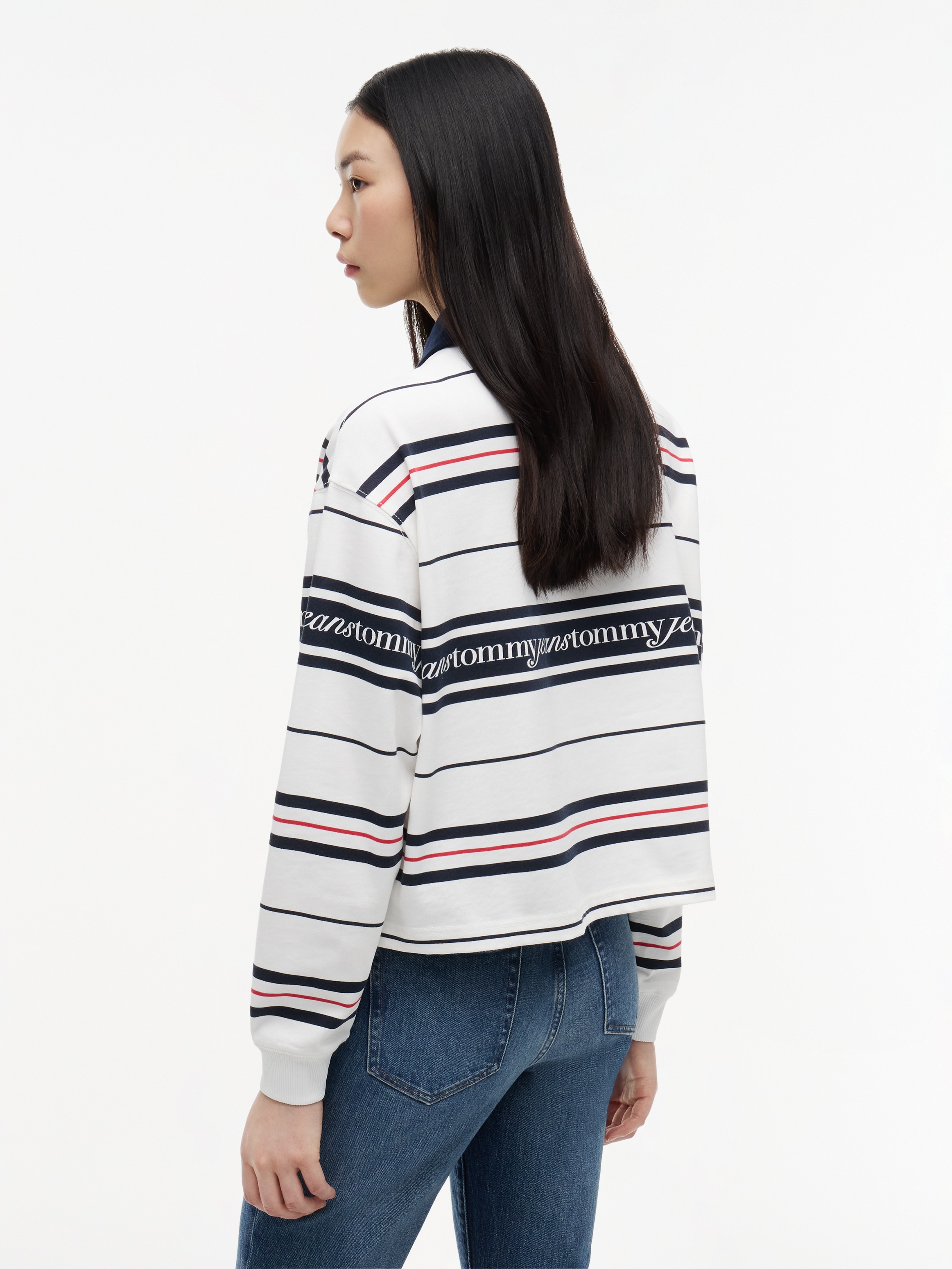 Tommy Jeans Sweatshirt »TJW RLX SCRIPT RUGBY«, Baumwolle,  relaxed fit, Polokragen

