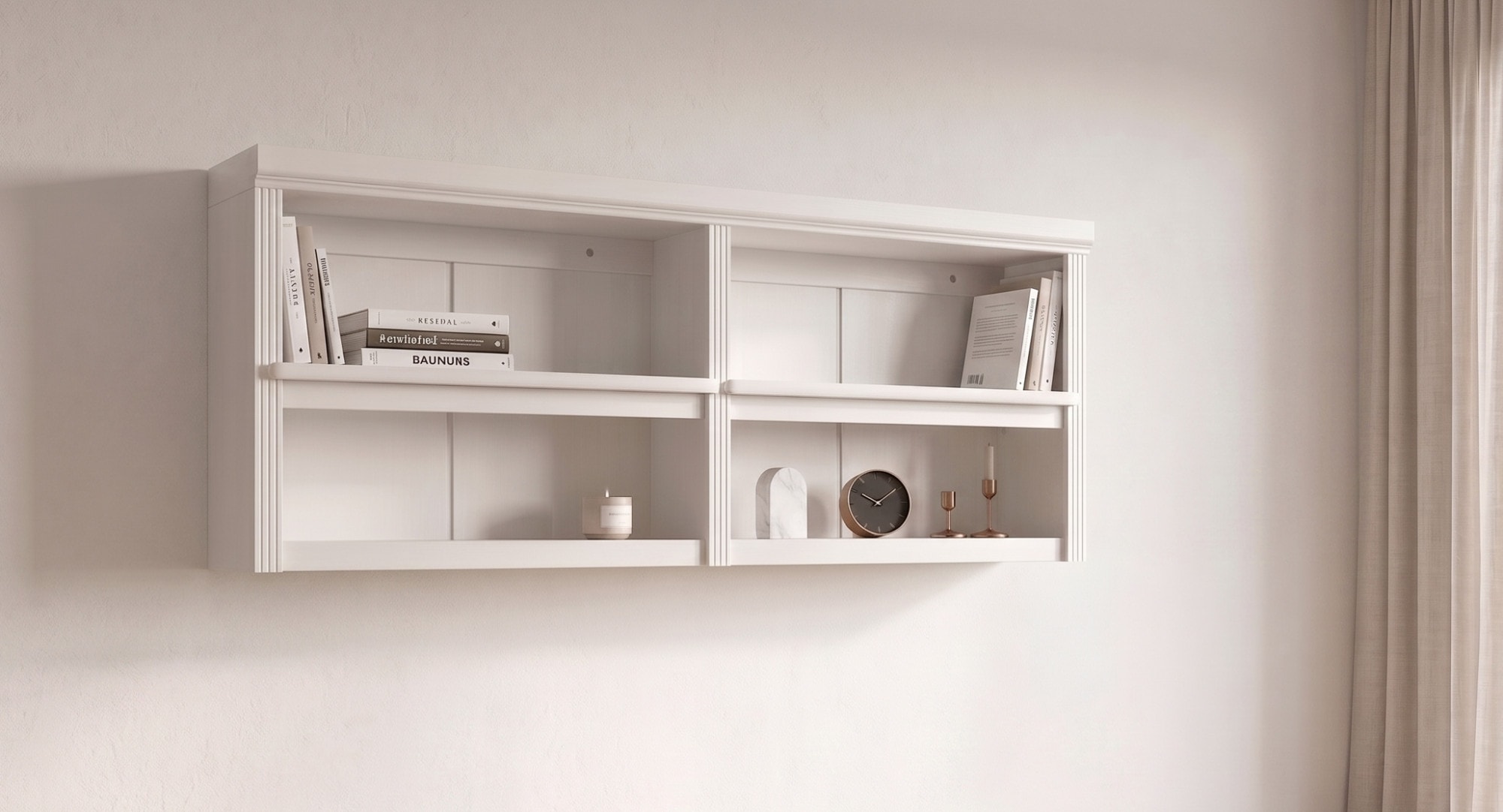 GOODproduct Wandregal »Soeren« B/T/H: 158/29/67 cm,  aus massiver Kiefer, 4 offene Fächer, FSC®-zertifiziert