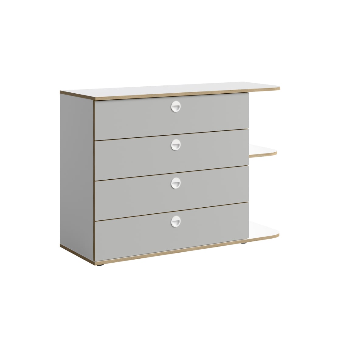 Home affaire Commode »ELLETE Schrank mit 4 Schubladen und 2 offene Fächer, Breite 116 cm« Sideboard mit viel Stauraum, Masse B/T/H: 116/42/82,7 cm