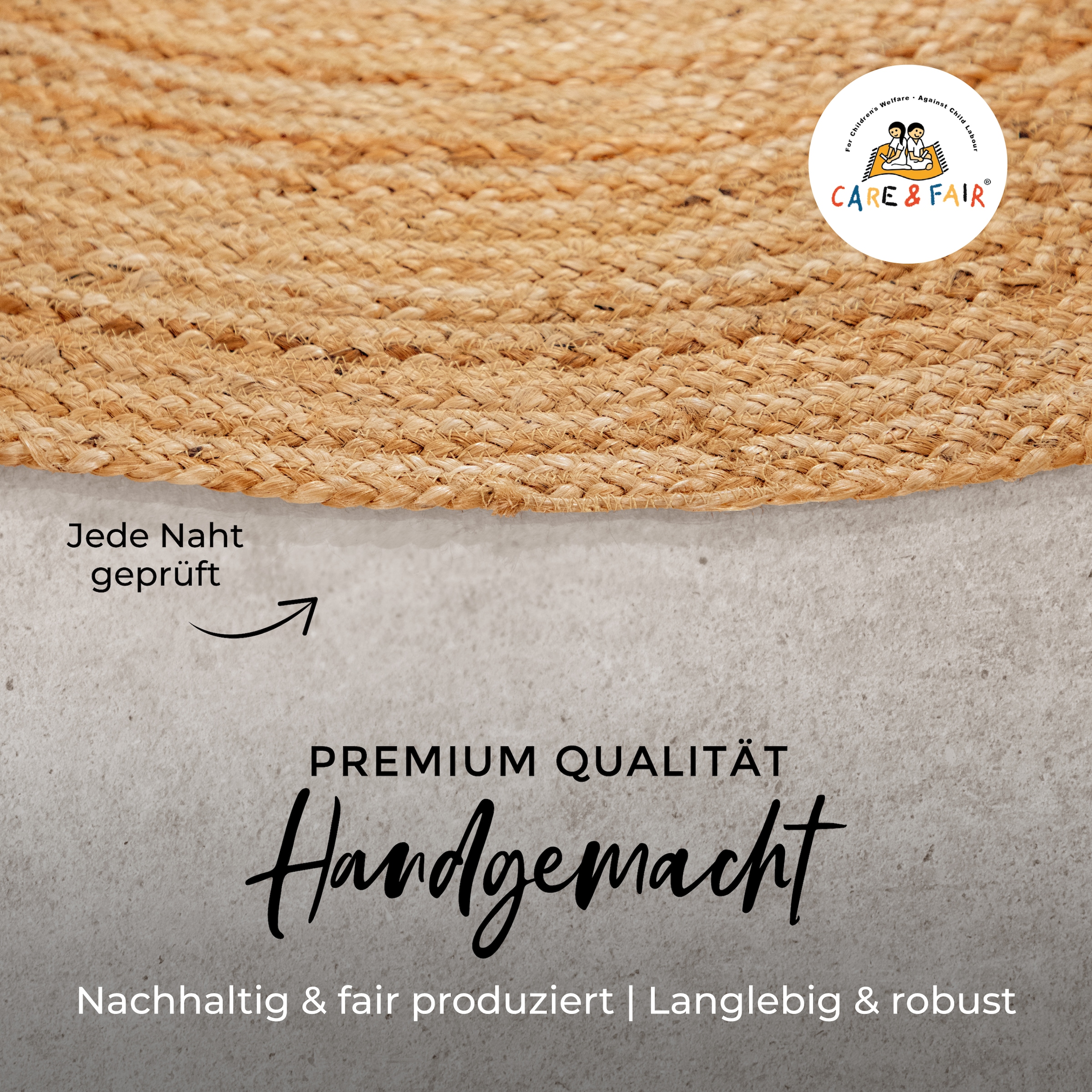 carpetfine Teppich »Nele Juteteppich Naturfaser«, rund, 6 mm Höhe, geflochtener Wendeteppich aus 100%Jute, in rund und oval, viele Grössen