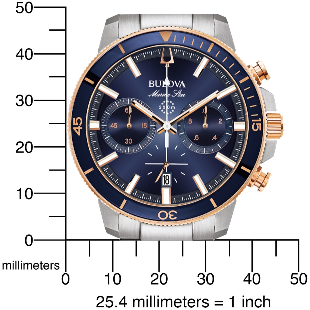 Bulova Chronograph »Marine Star«, Armbanduhr, Quarzuhr, Herrenuhr, Edelstahlarmband, Datum