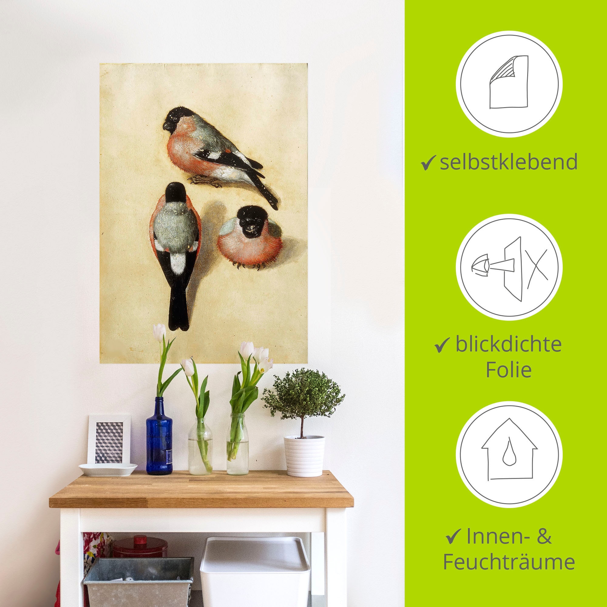Artland Alu-Dibond-Druck »Vogel in drei Positionen.1520«, Vogelbilder, (1 St.), für Innen- und Aussenbereich geeignet, Outdoorbild