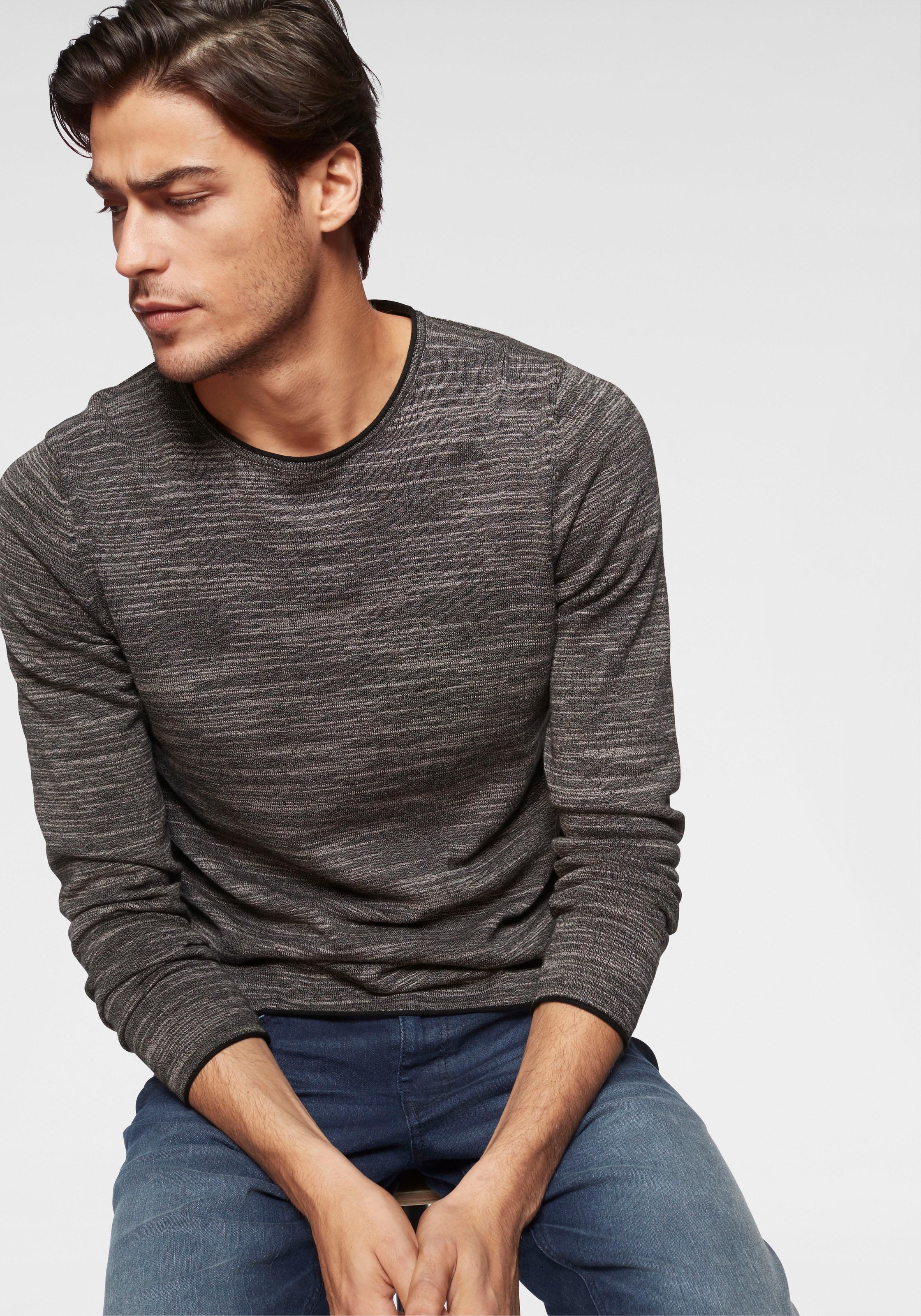 Image of edc by Esprit Strickpullover, In melierter Optik mit Rollsäumen bei Ackermann Versand Schweiz