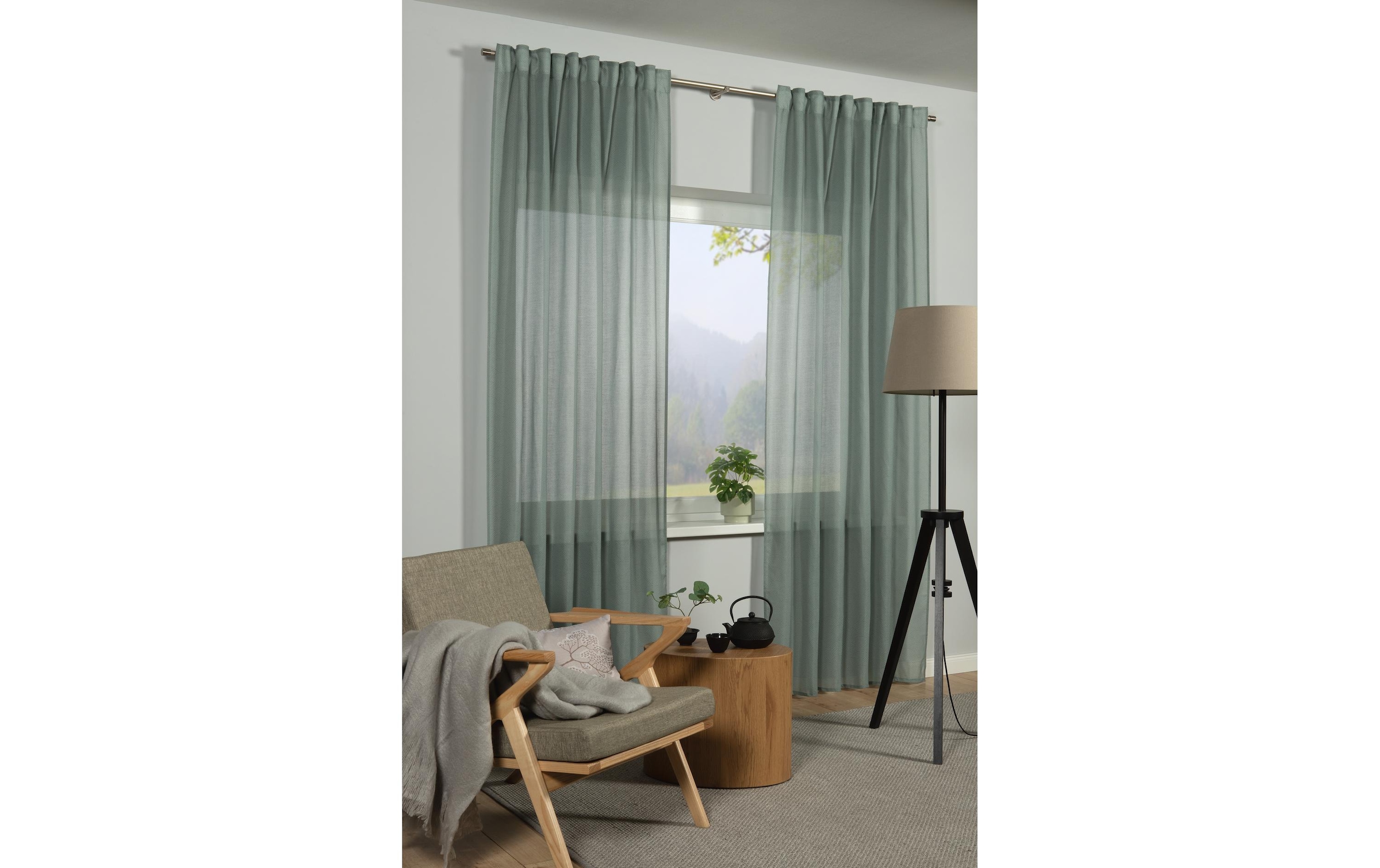 GARDINIA Vorhang »Zen Silence 135 cm x 245 cm Bögen« verdeckte Schlaufen 1 Stk. tlg.