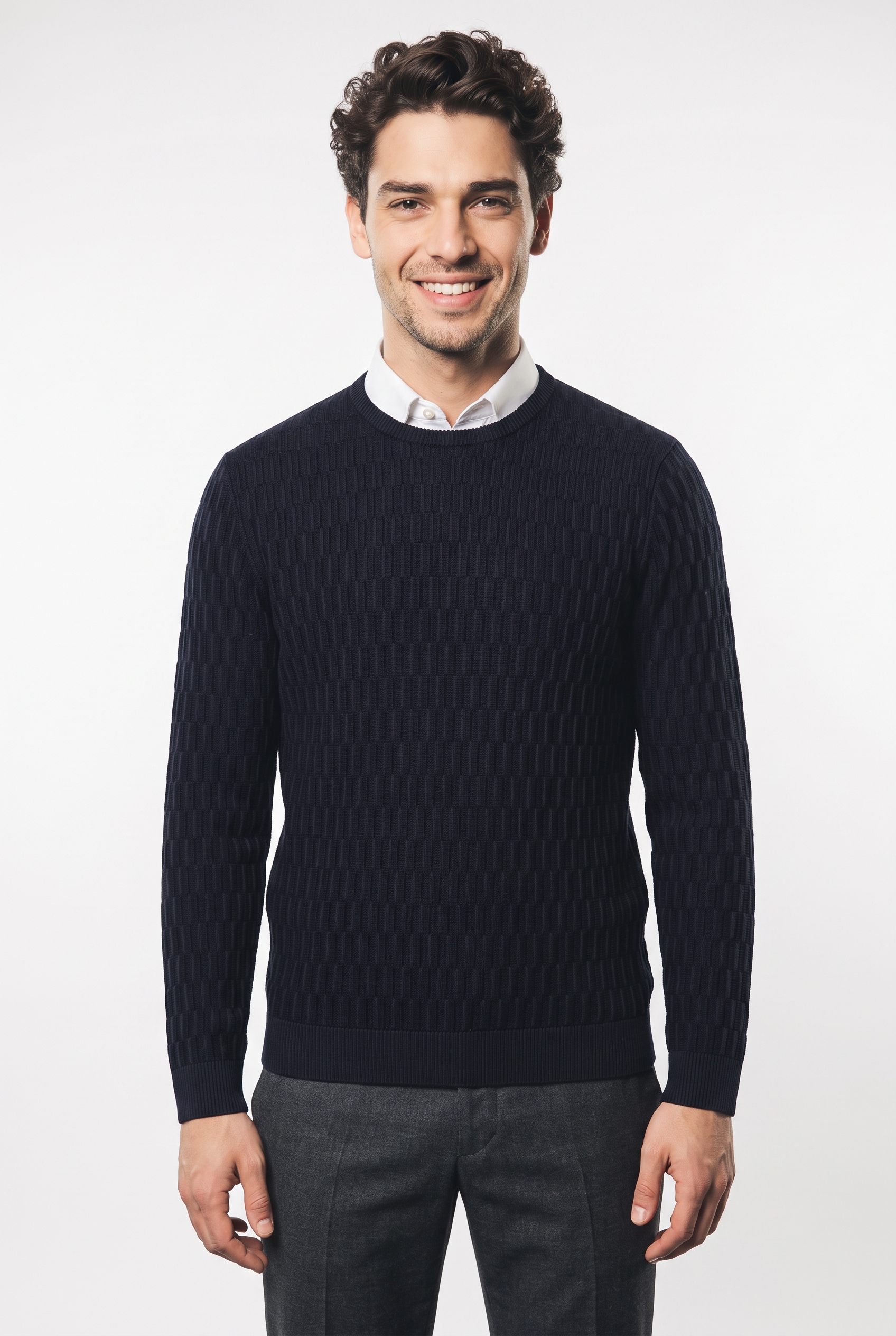 Image of JOOP Rundhalspullover "Dapher" im strukturierten Design