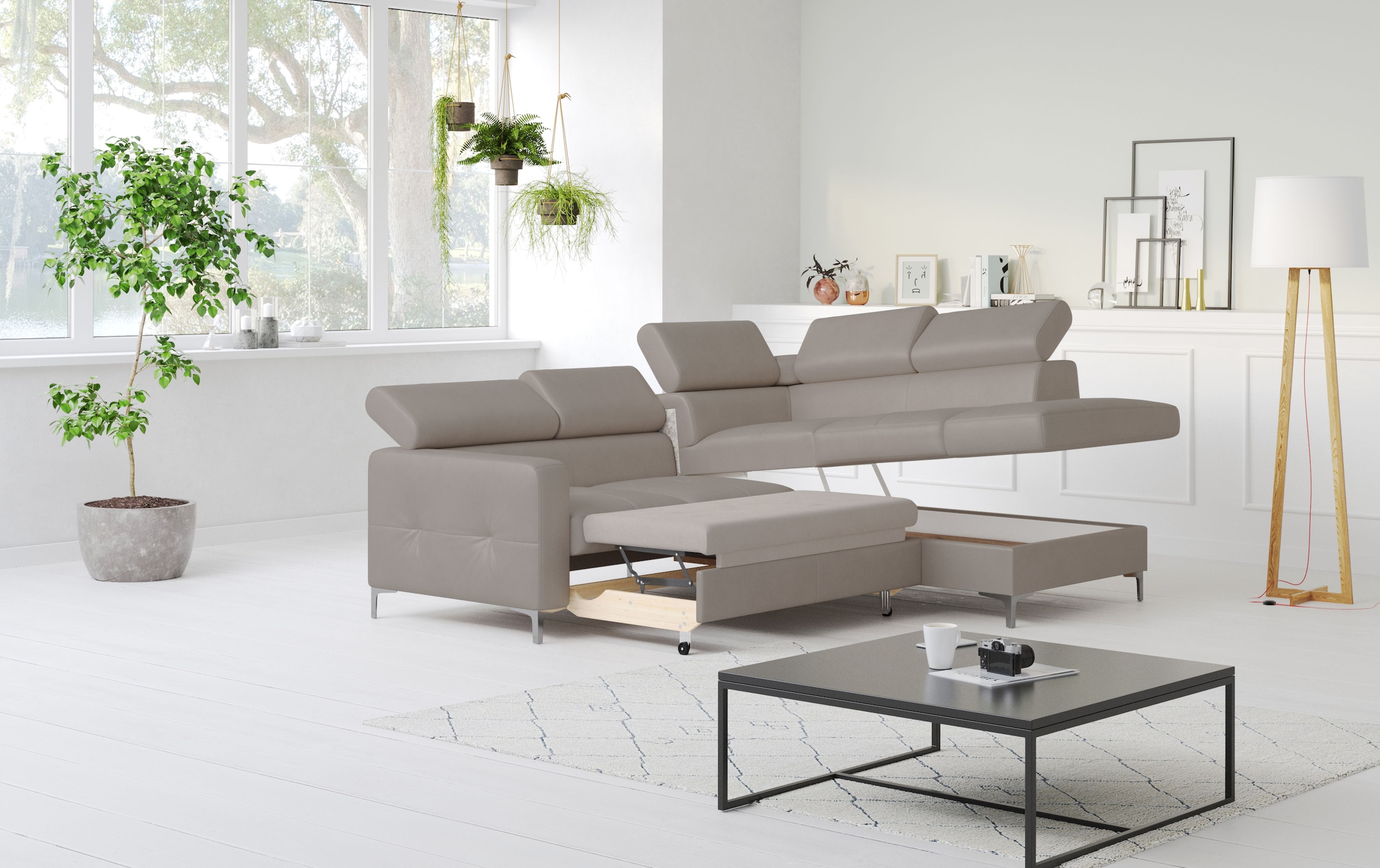 COTTA Ecksofa »Sammy L-Form«, mit Kopfteilverstellung, wahlweise mit Bettfunktion & Bettkasten