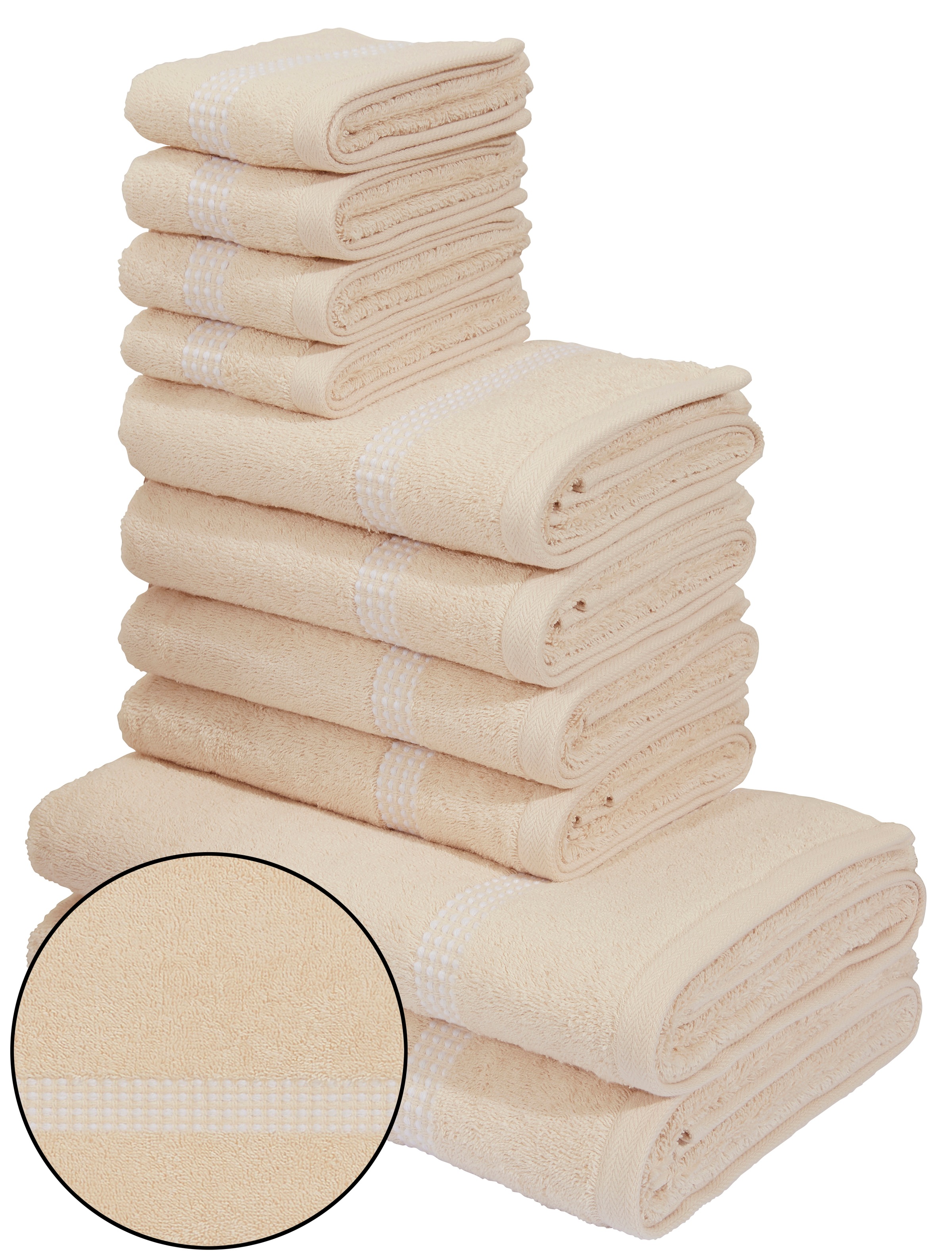 Image of GOODproduct Handtuch Set "Kapra, Premium Handtücher, 100% Baumwolle, 500 gr/m², 10-tlg." Set 10 Stk. Frottier 2 Duschtücher, 4 Handtücher, 4 Gästehandtücher, 5 Jahre Garantie