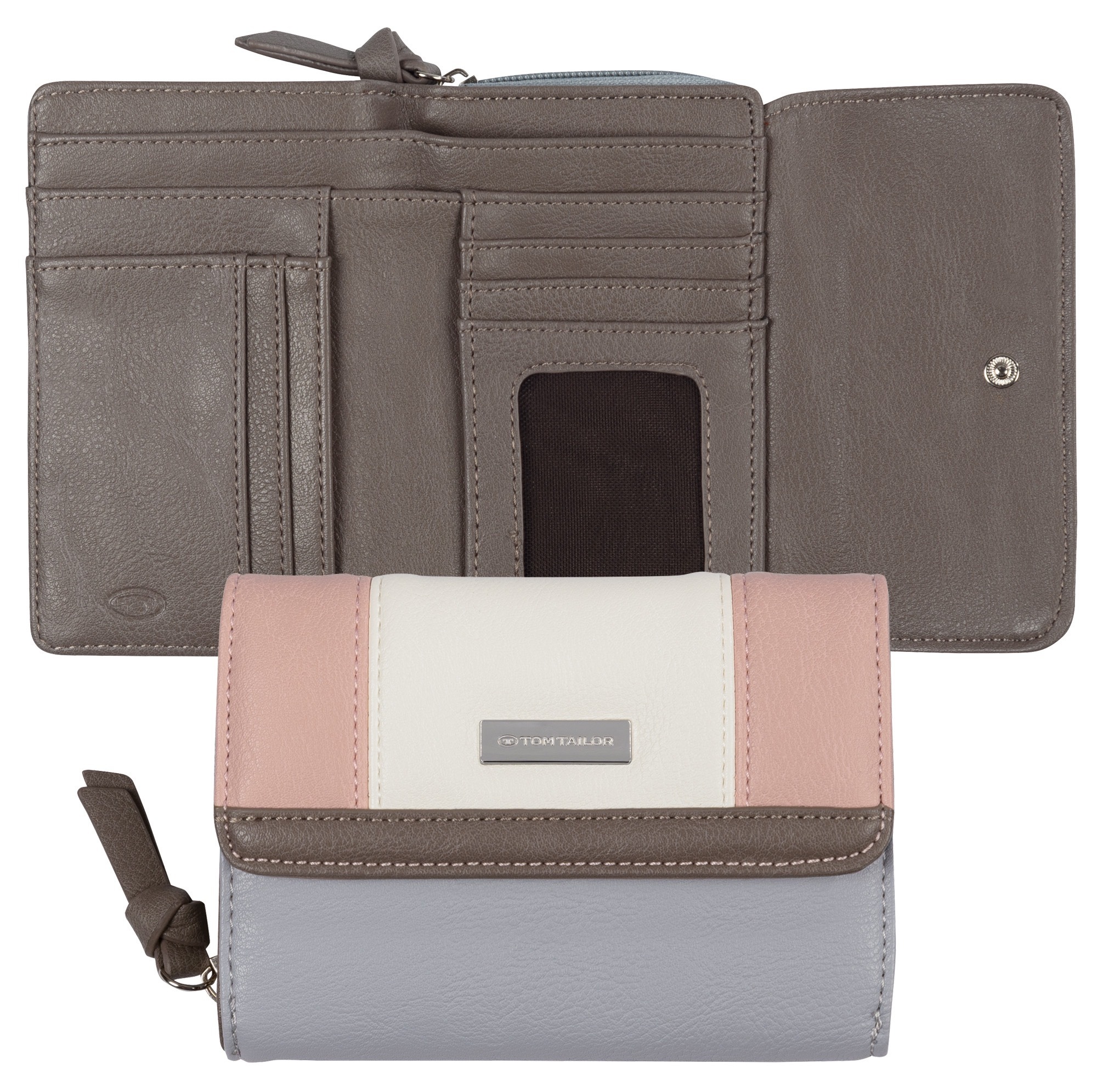 TOM TAILOR Geldbörse "Juna" aus soft genarbtem ledrigen Material mit glänzenden Metall-Accessoires
