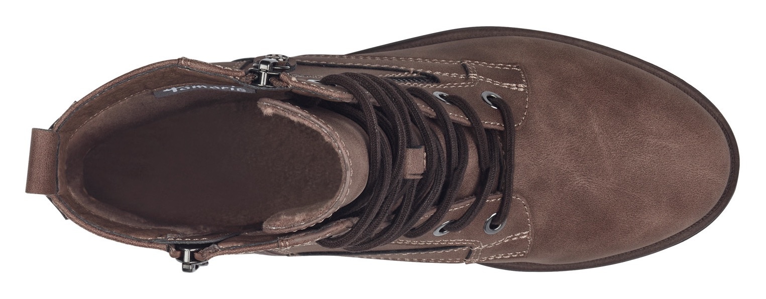 Tamaris Schnürboots, Blockabsatz, Schnürboots Stiefelette mit Zierreissverschluss
