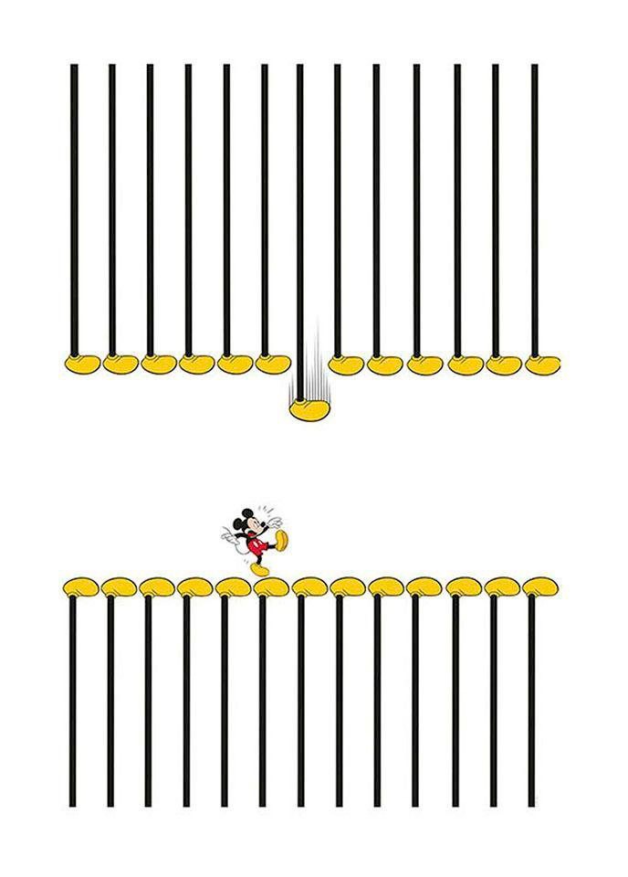 Image of Komar Bild "Mickey Mouse Footlines" Disney 1 Stk. tlg. Wandbild zur Dekoration im Kinderzimmer - ohne Rahmen
