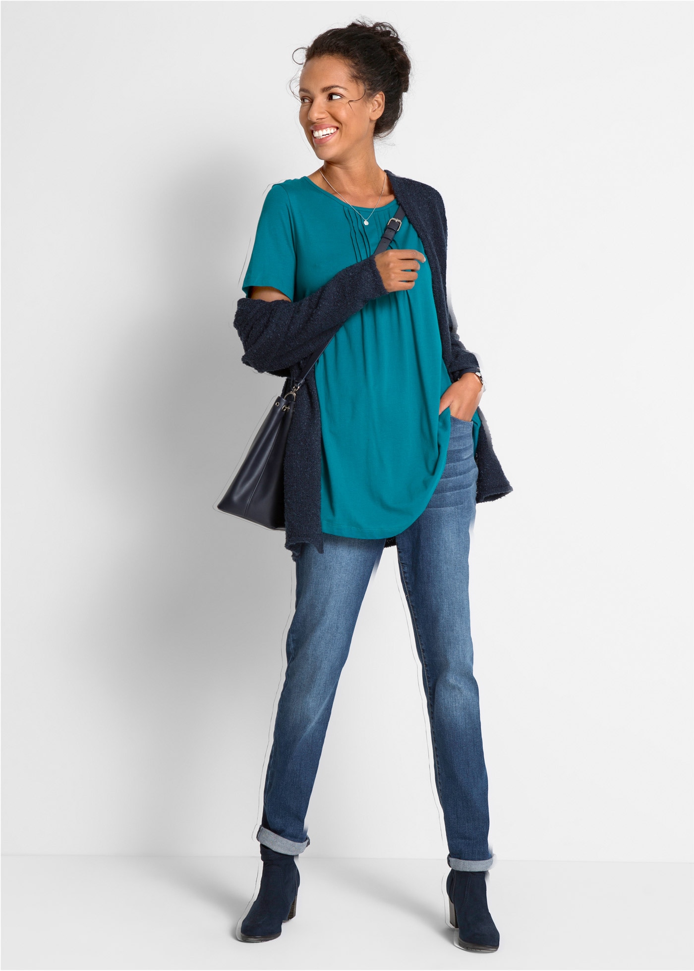 bonprix T-Shirt »T-Shirt in A-Linien-Form, kurzarm« dezente A-Linie, Kurzarm, aus Baumwolle und Viskose