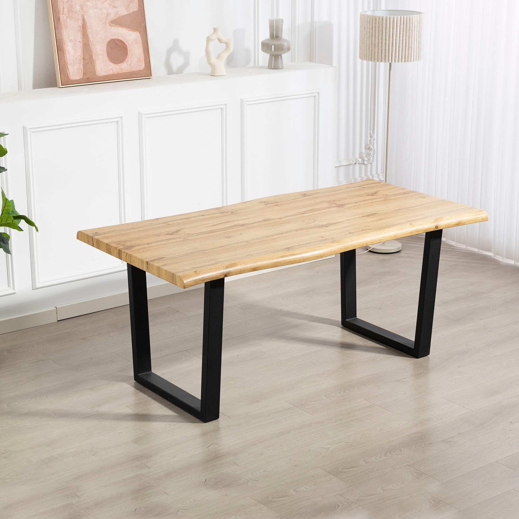 Duo Collection Table en bord d'arbre »Tisch Thea« Structure massive en métal en forme de luge, capacité jusqu'à 100 kg