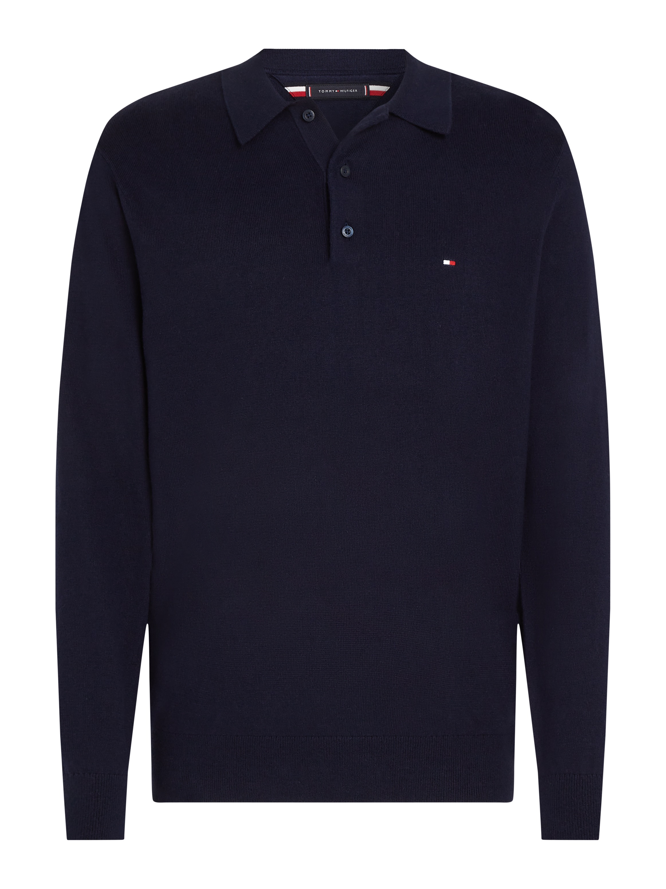 Tommy Hilfiger Polokragenpullover »PIMA ORG CTN CASHMERE LS POLO«, Flag-Stickerei auf Brust