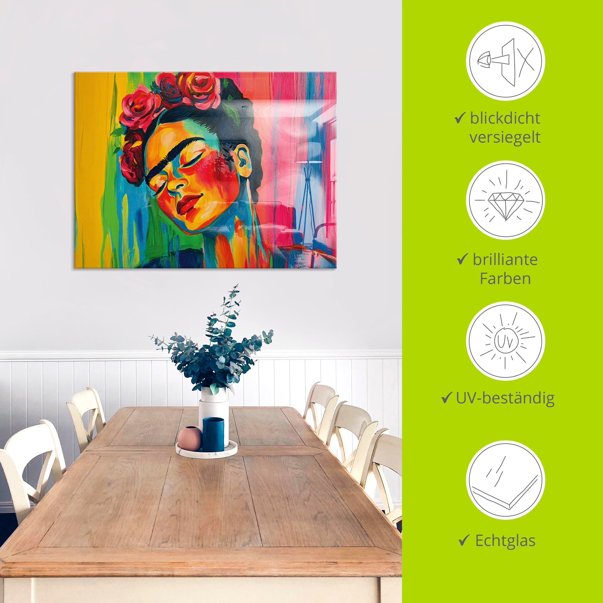 Artland Glasbild »Garden of Reflection, Buntes Mädchen« Bilder von Frauen 1 Stk. tlg. in verschiedenen Grössen