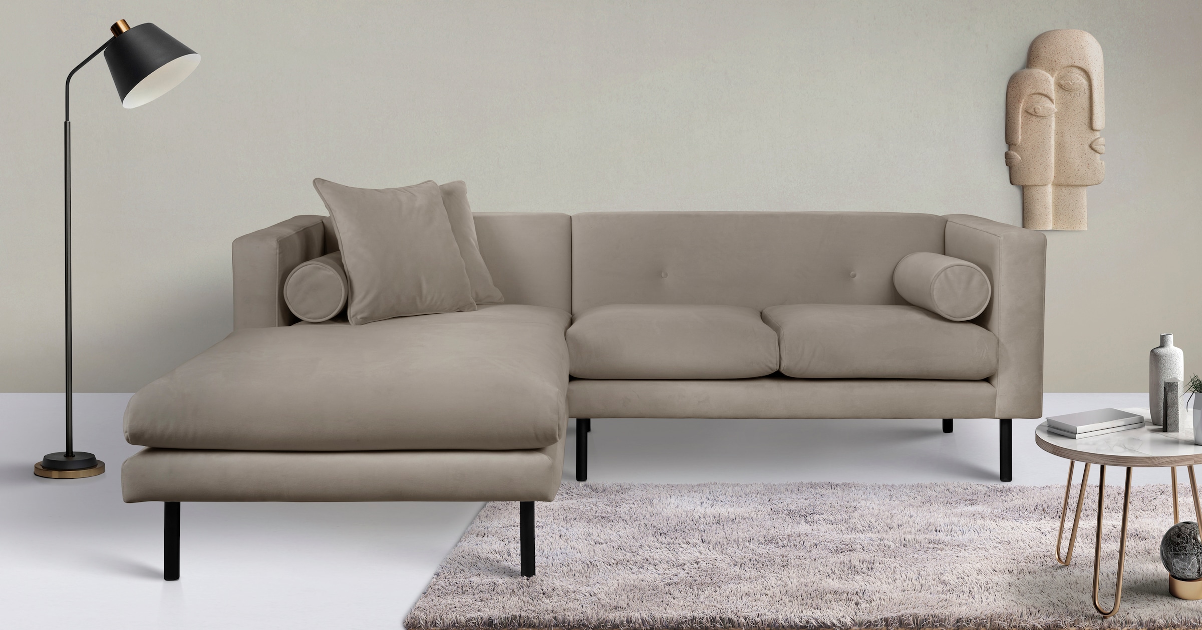 Image of Home affaire Ecksofa "Lillibeth L-Form Designsofa, Masse B/T/H: 240/173/83 cm" Zierkissen als Wendekissen, in Samtoptik oder Cord