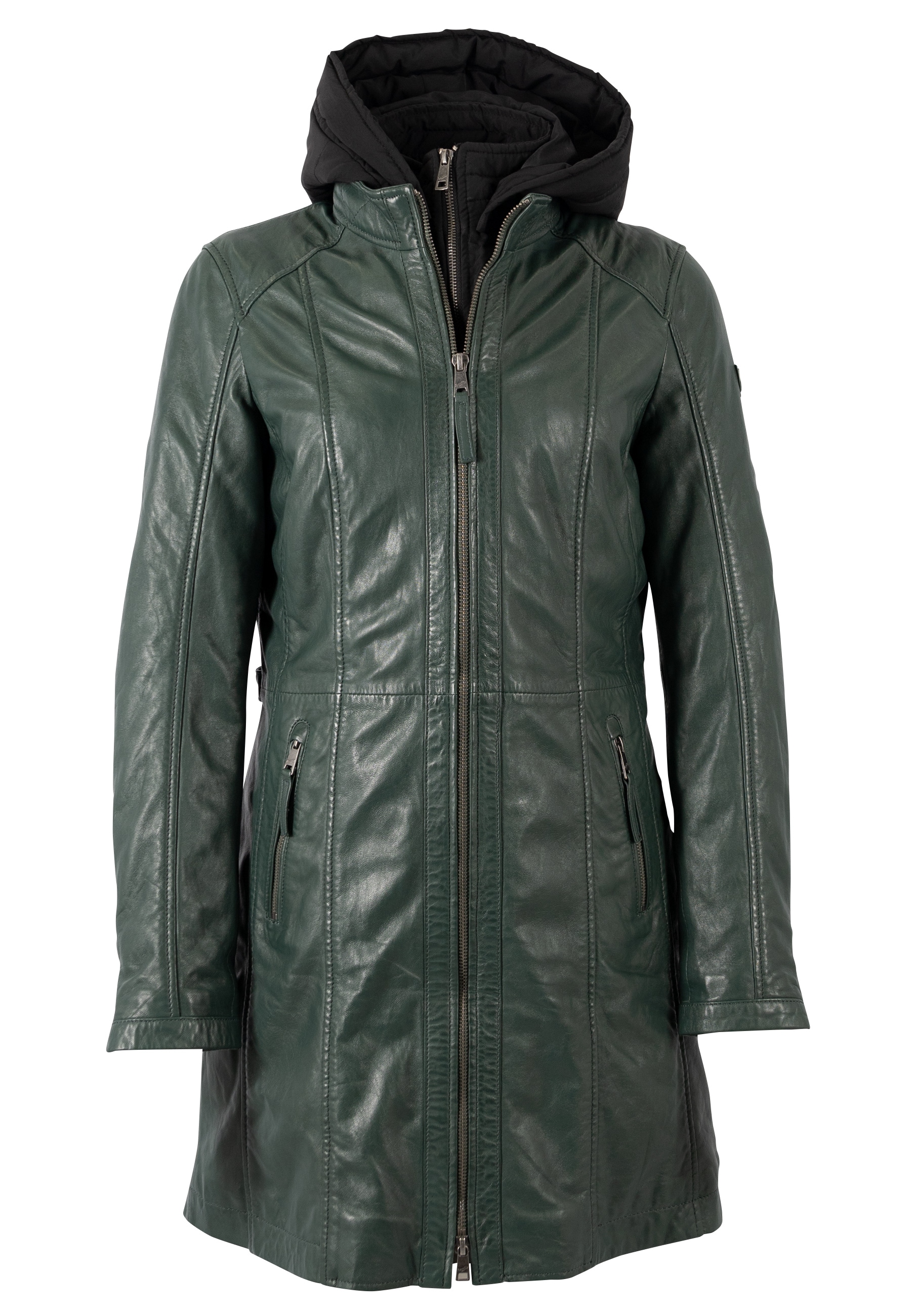 Mauritius Manteau en cuir »MWMabel« avec col montant & capuche amovible