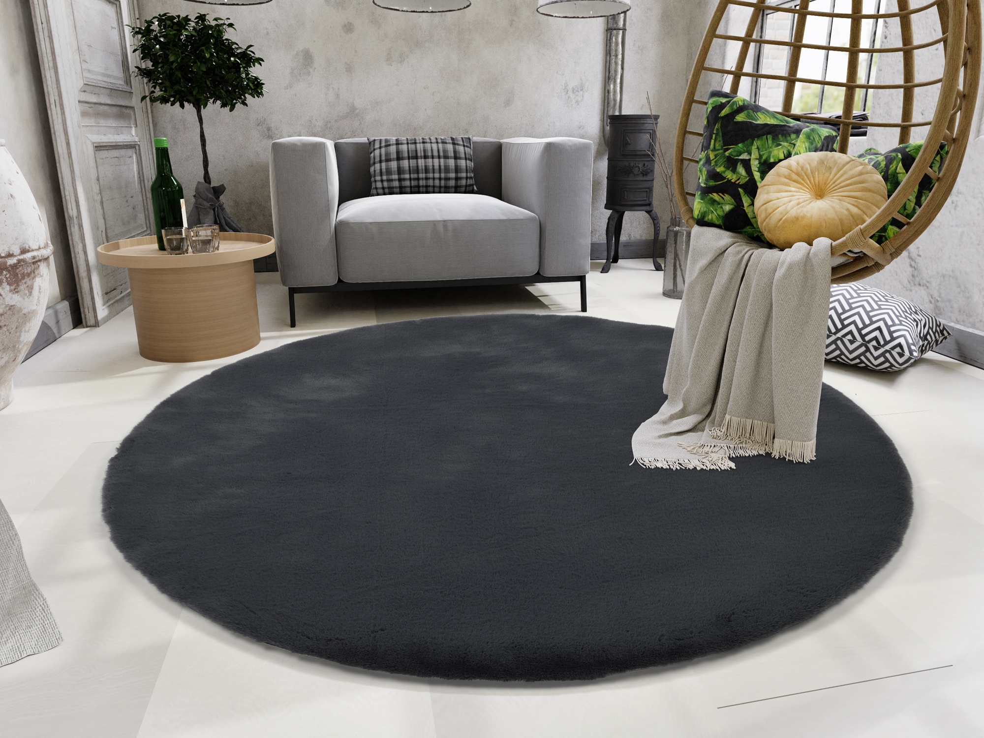 OCI DIE TEPPICHMARKE Teppich »ROCKY SOFT« rund 35 mm Höhe Kunstfell, weich, kuschelig, maschinell gewebt, waschbar