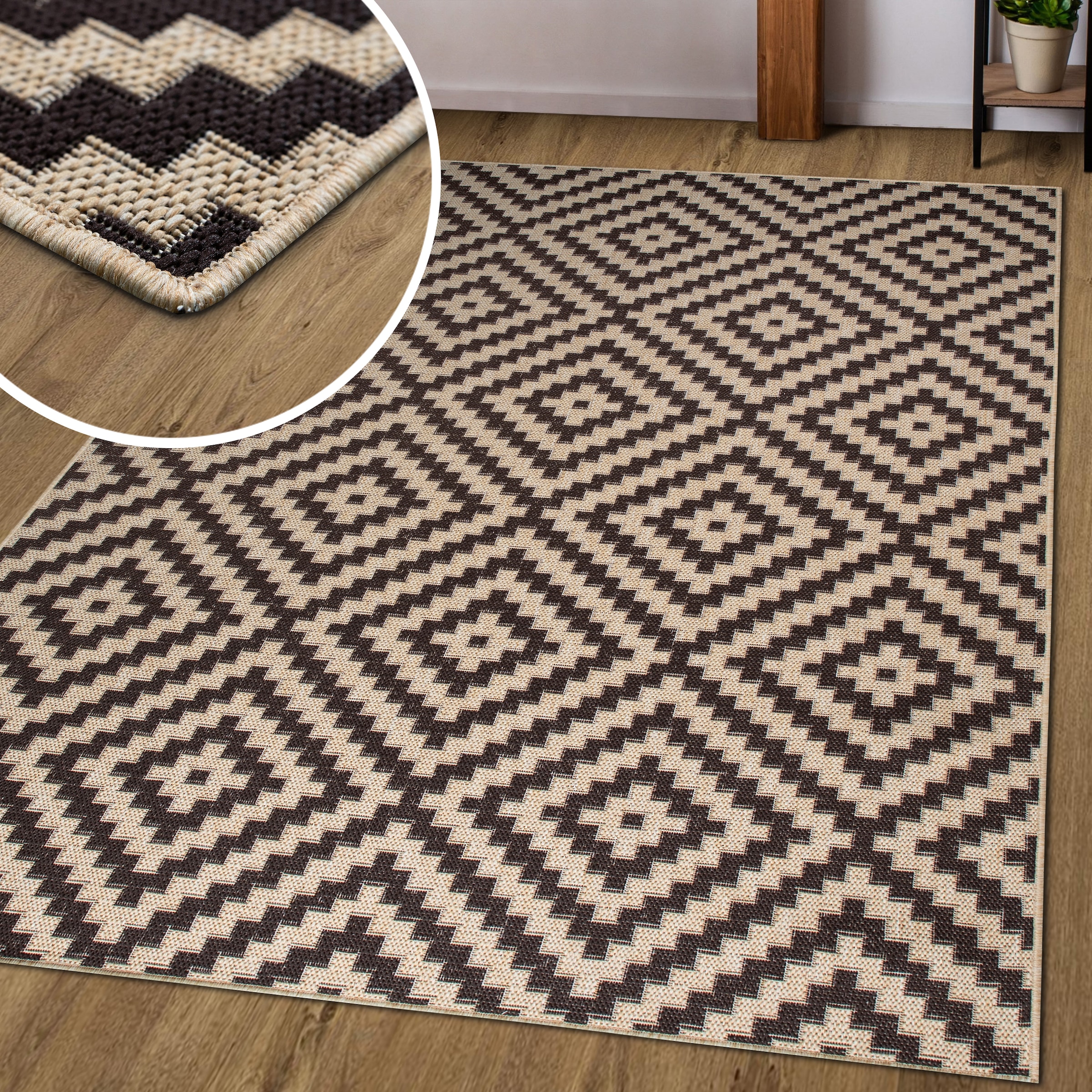 my home Teppich »Cordoba auch als Läufer erhältlich«, rechteckig, 3 mm Höhe, In- und Outdoor geeignet, Sisal-Optik, Wetterfest & UV-beständig, Boho