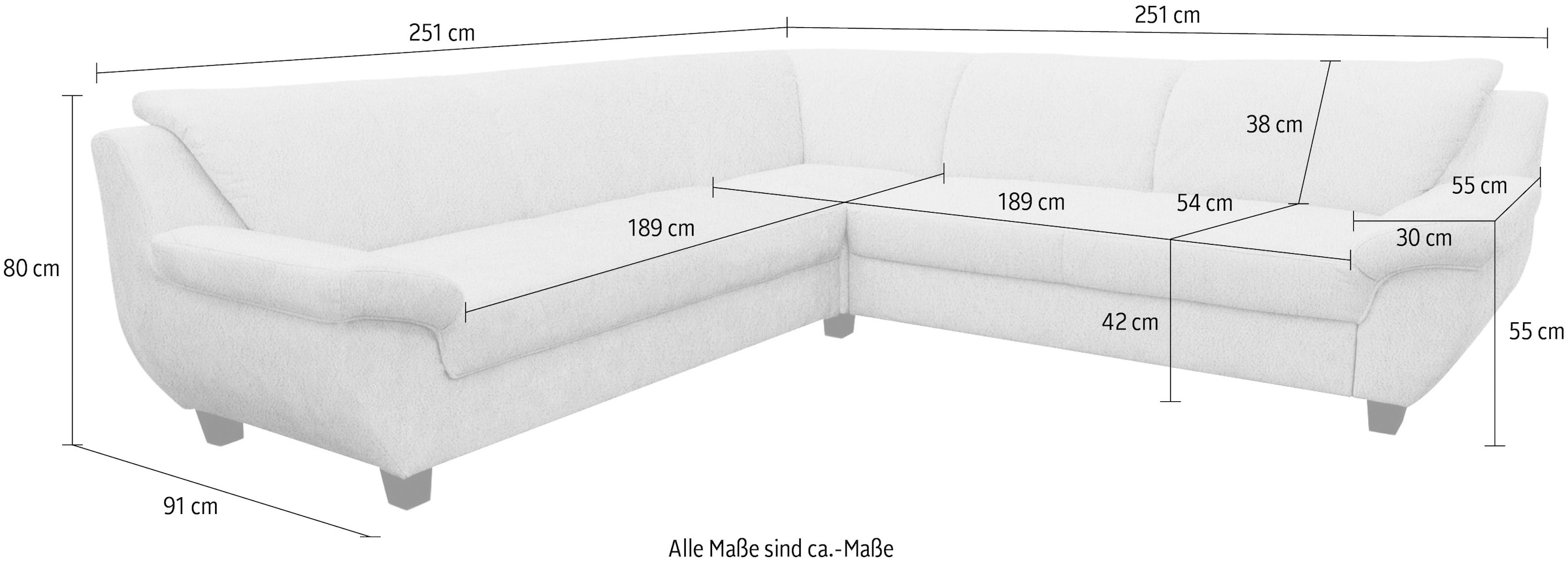 GOODproduct 1100000002199 »Sillkeborg 251 x 251 cm, formschönes Sofa mit dunklen Füssen« aus haustierfreundlichem Pet Friendly Bezug